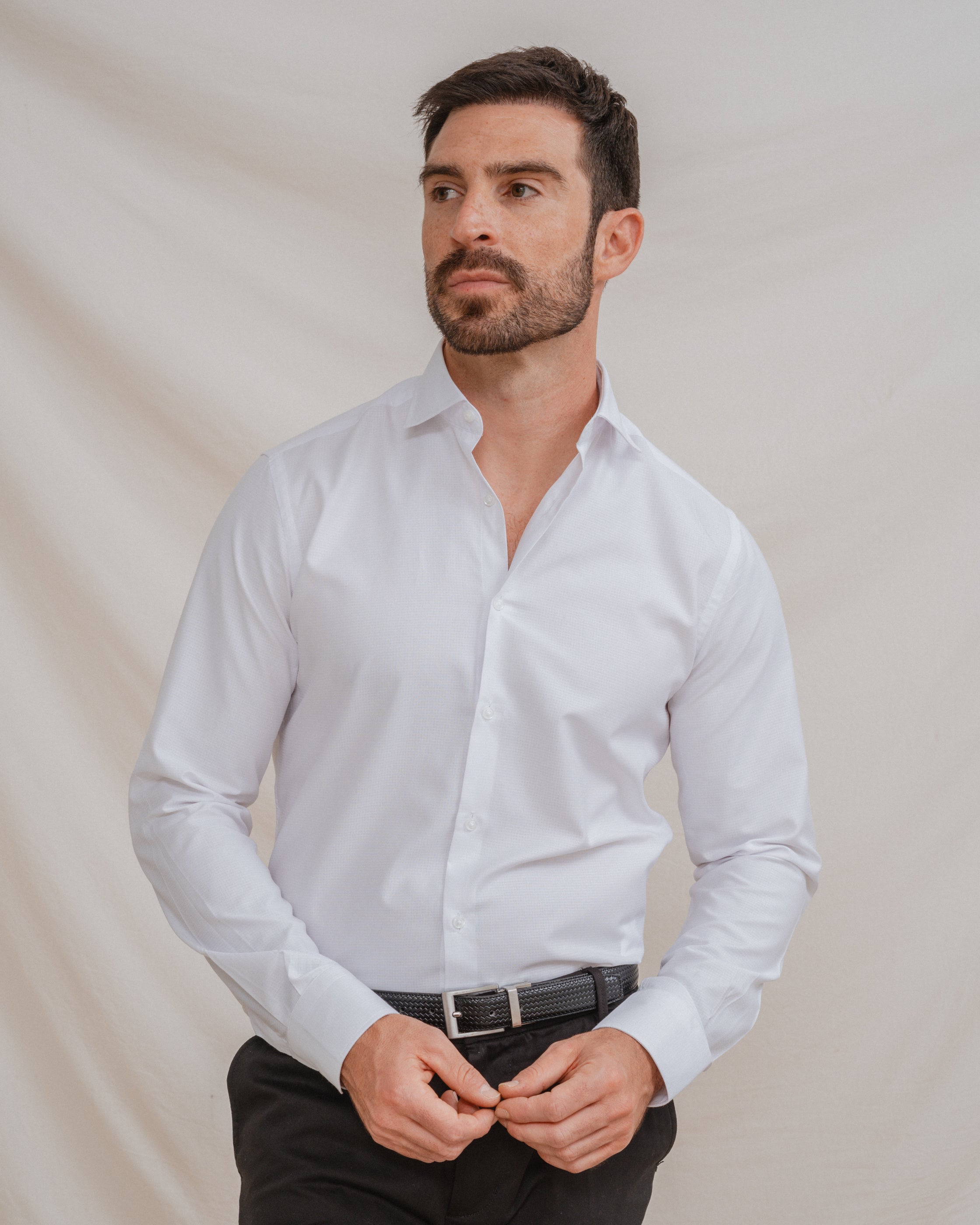 CAMISA VESTIR BLANCA CUADRILLÉ