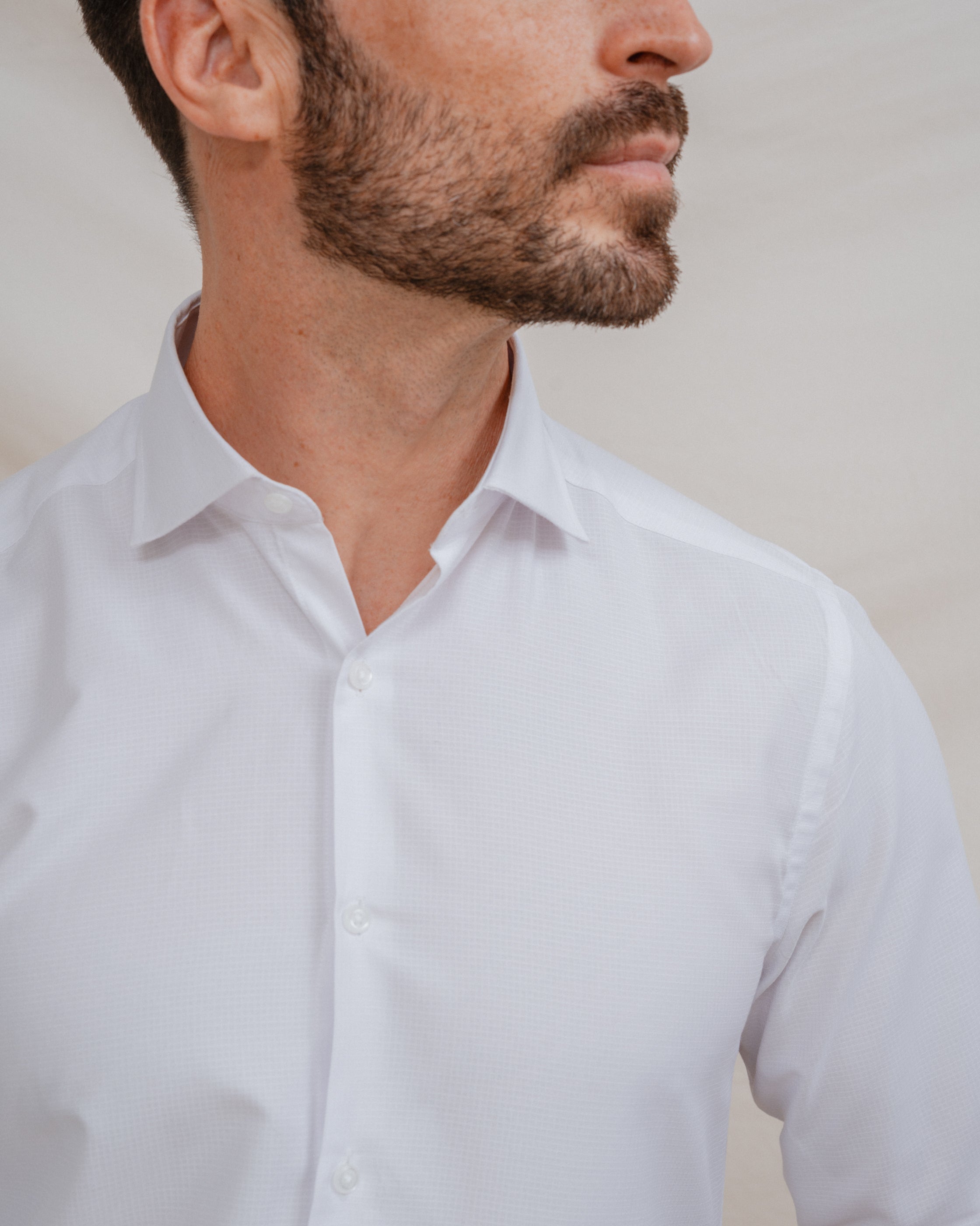 CAMISA VESTIR BLANCA CUADRILLÉ