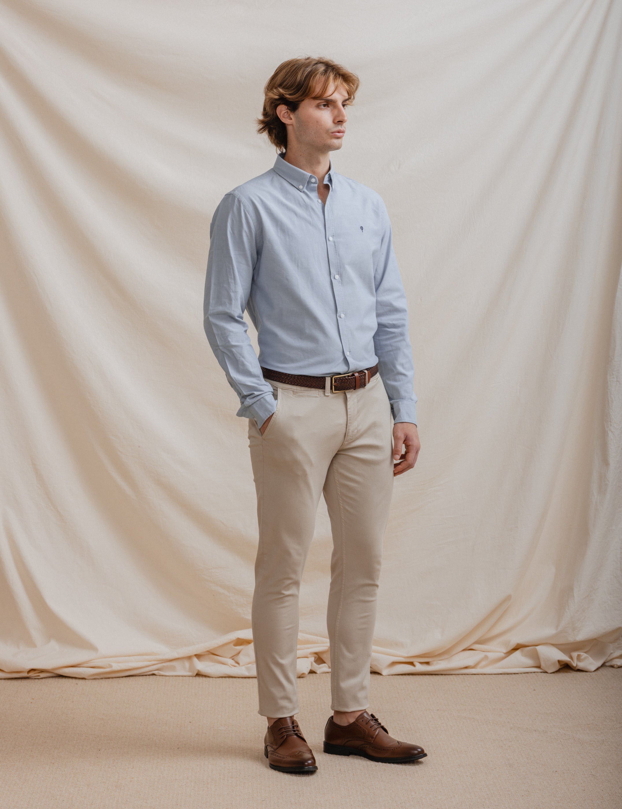 CAMISA OXFORD CELESTE