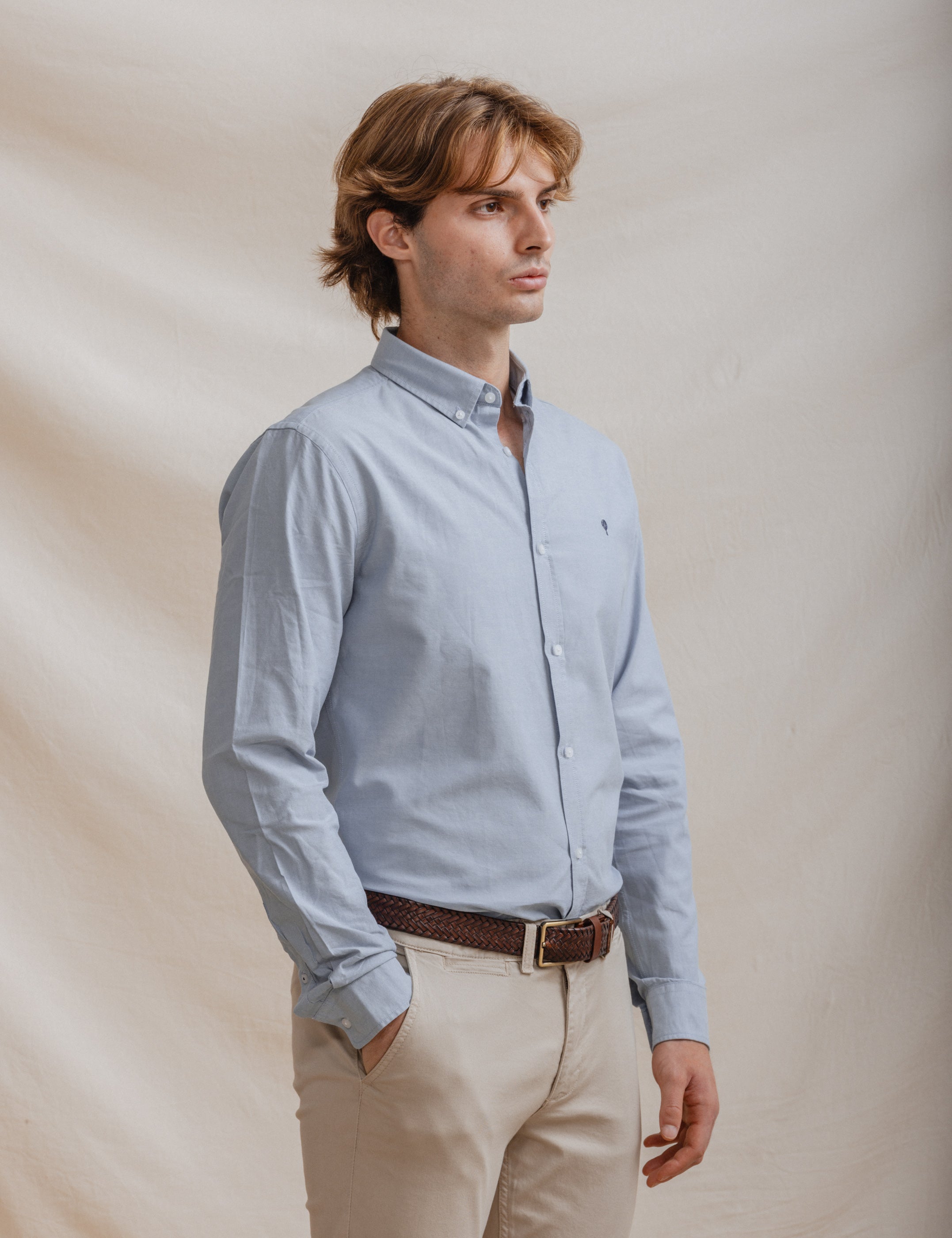 CAMISA OXFORD CELESTE