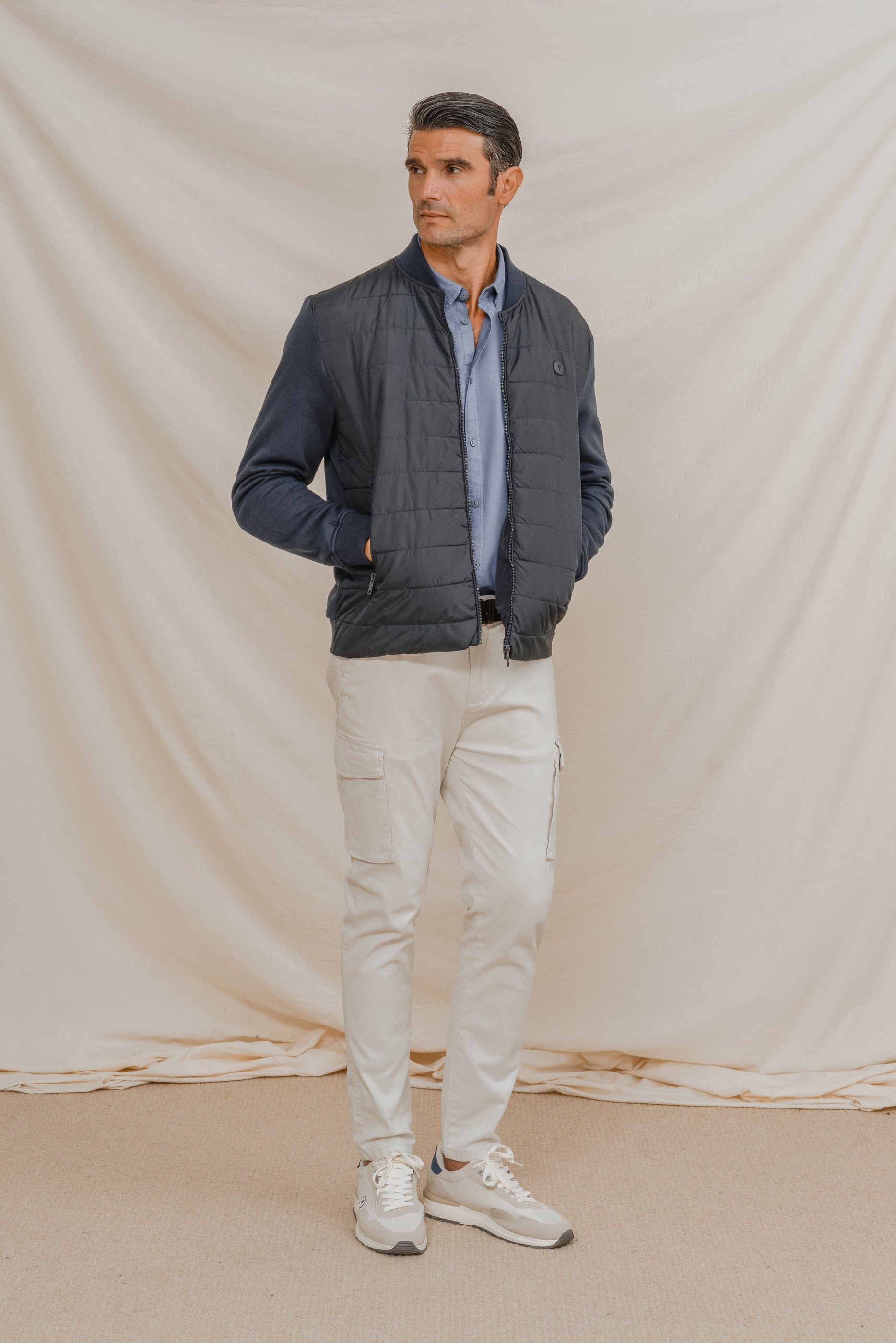 CAZADORA BOMBER COMBINADA