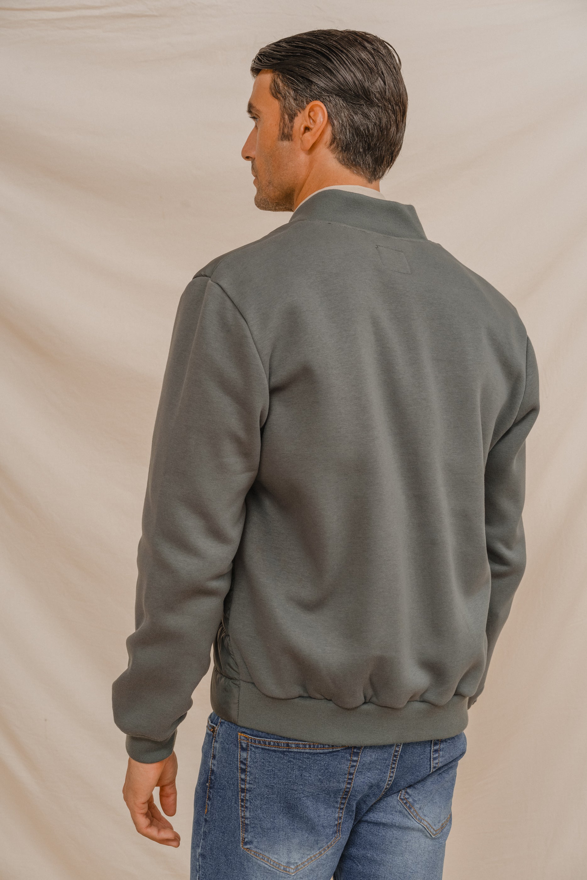 CAZADORA BOMBER COMBINADA VERDE