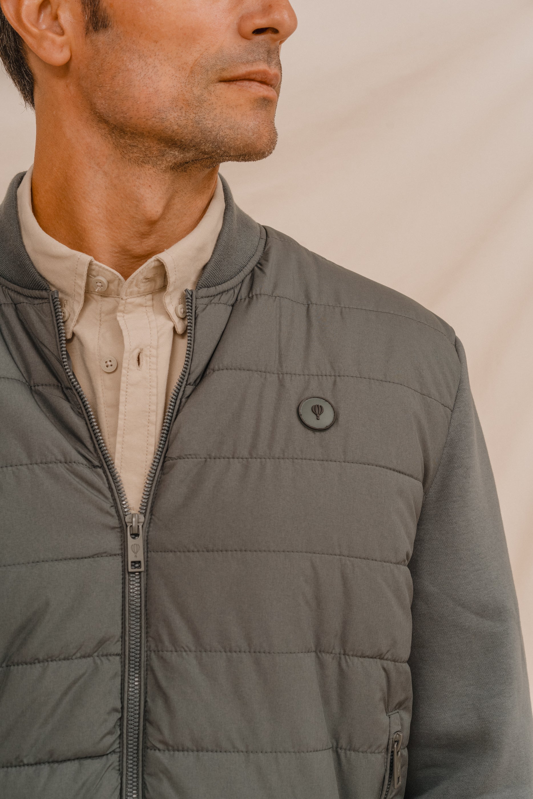 CAZADORA BOMBER COMBINADA VERDE