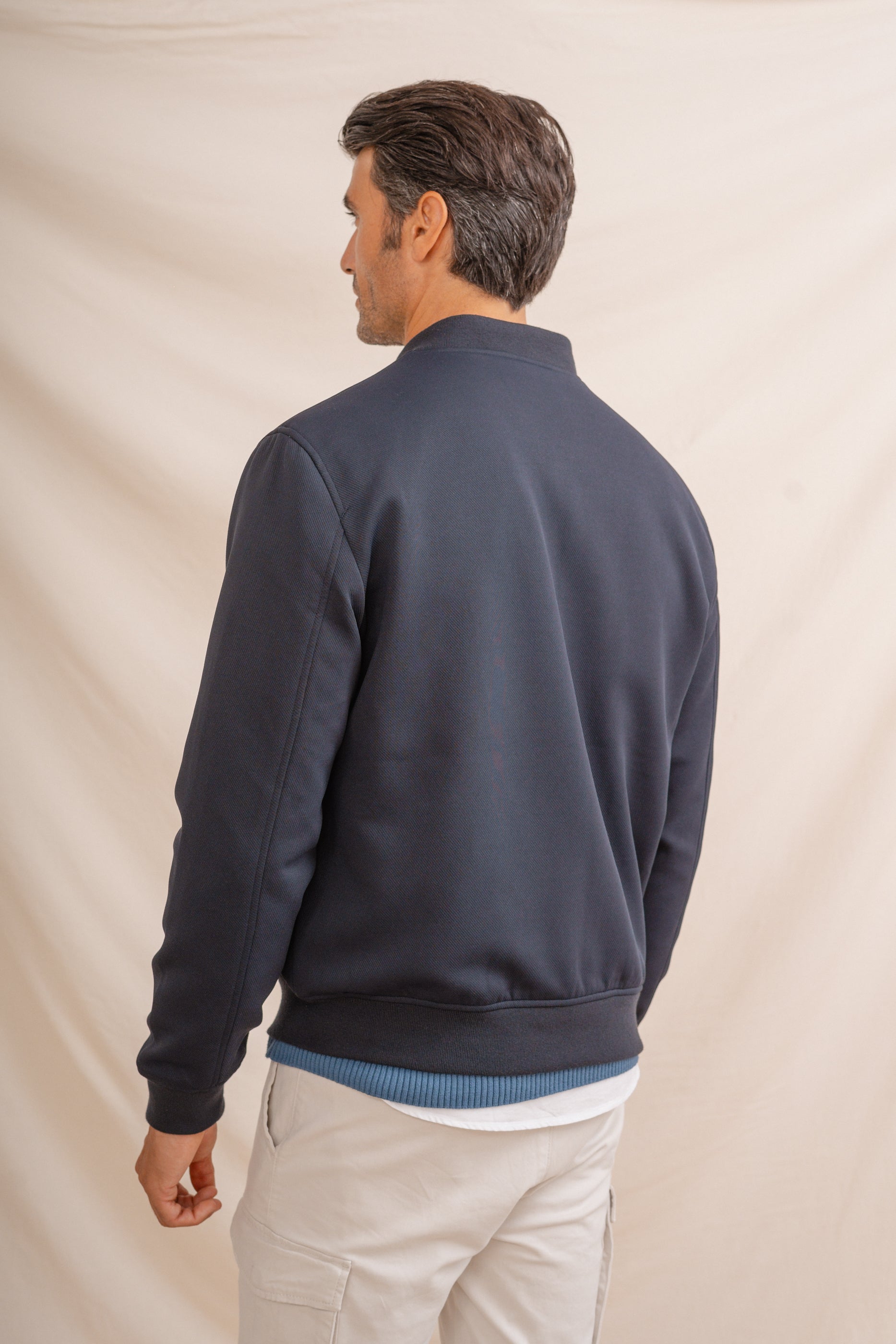 CAZADORA BOMBER DIAGONAL AZUL