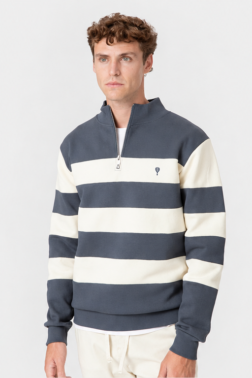 SWEATSHIRT PAINELADA FECHO AZUL