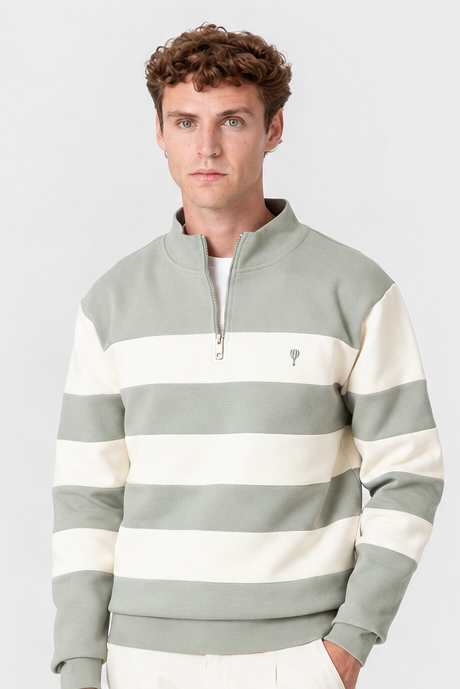 SUDADERA PANELADA CREMALLERA VERDE