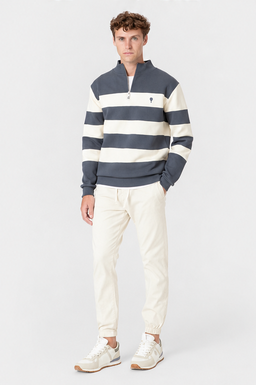 SWEATSHIRT PAINELADA FECHO AZUL