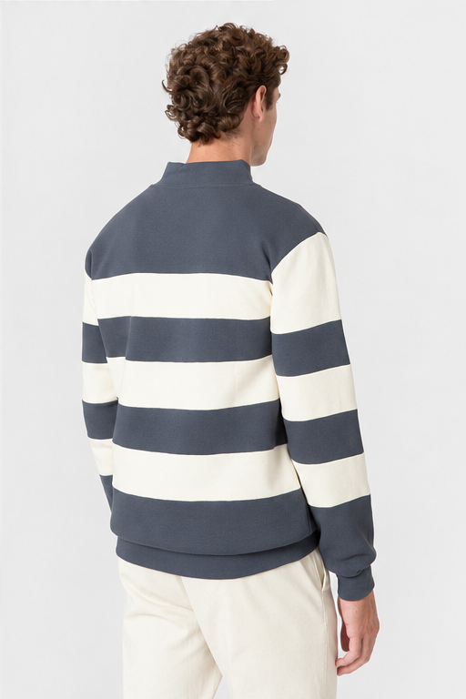 SWEATSHIRT PAINELADA FECHO AZUL