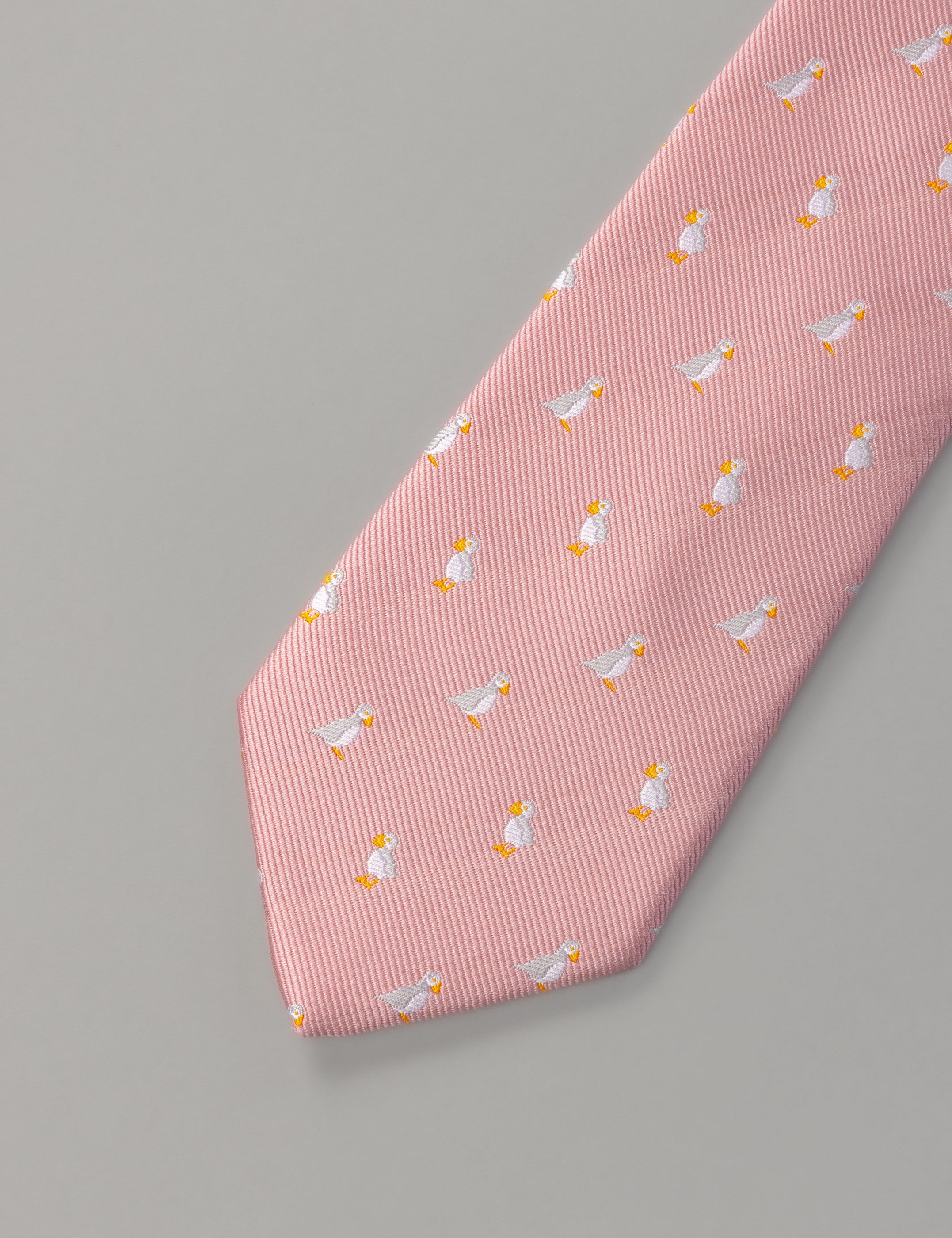 CORBATA ROSA BORDADO PATOS
