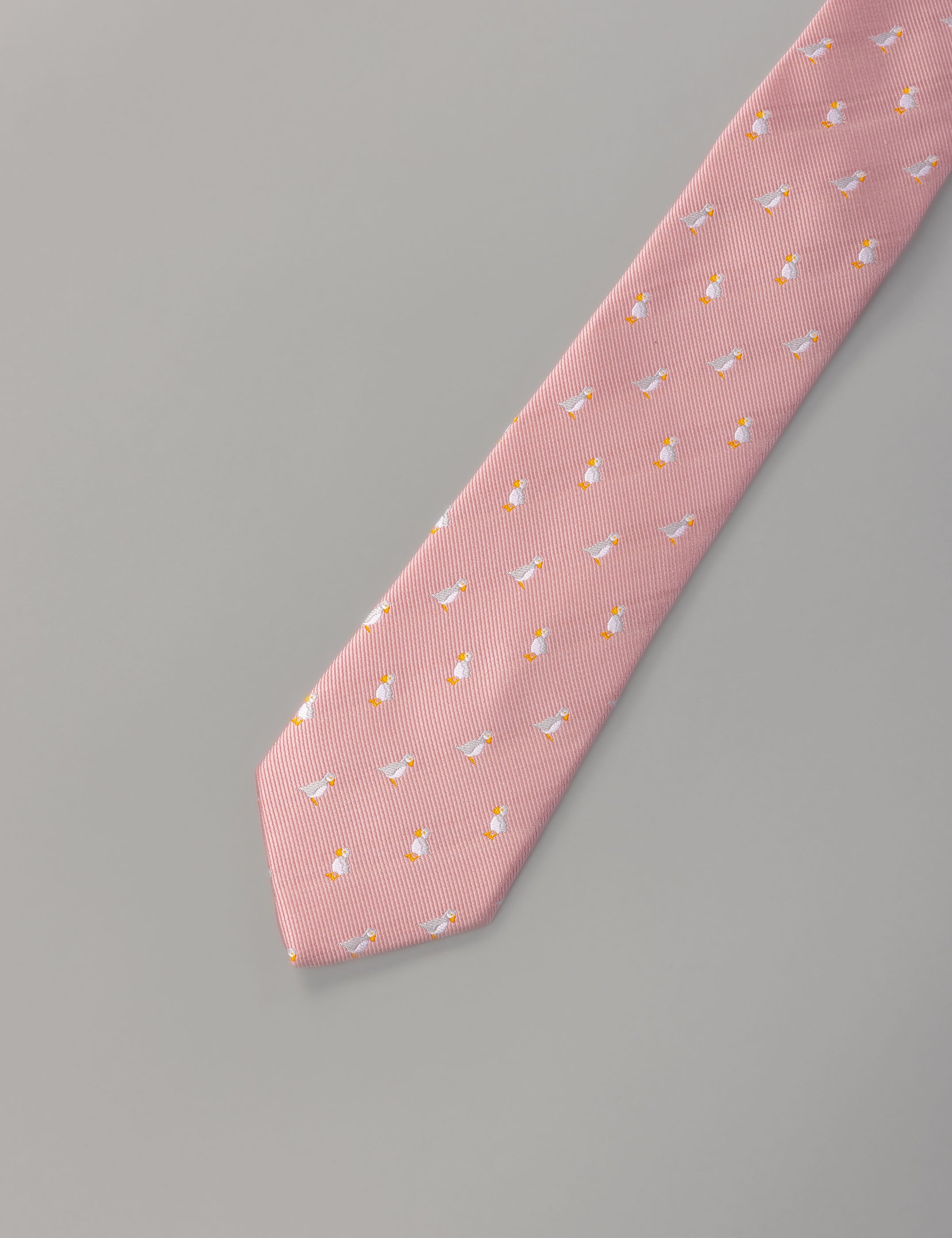 CORBATA ROSA BORDADO PATOS