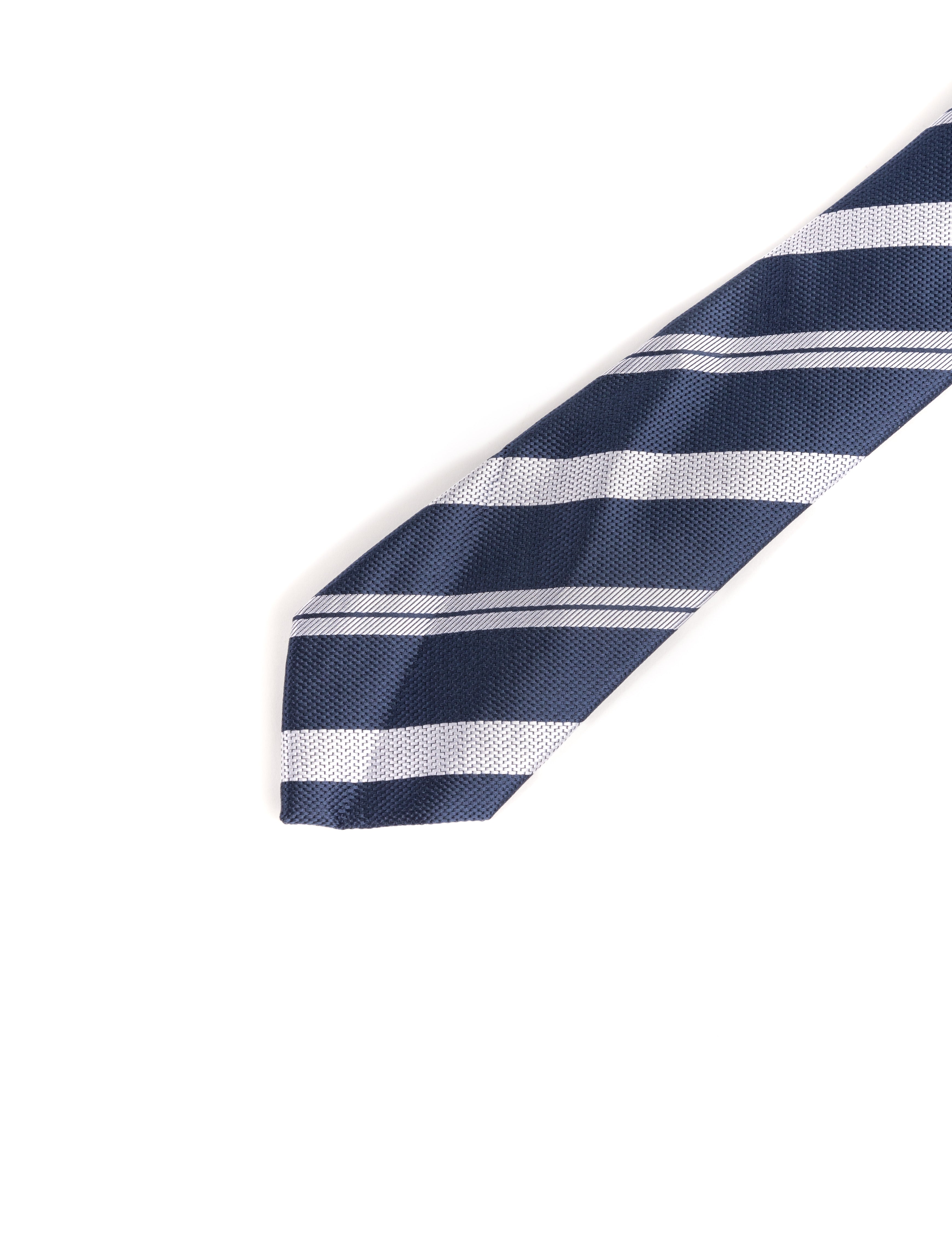 CORBATA AZUL BORDADA RAYAS