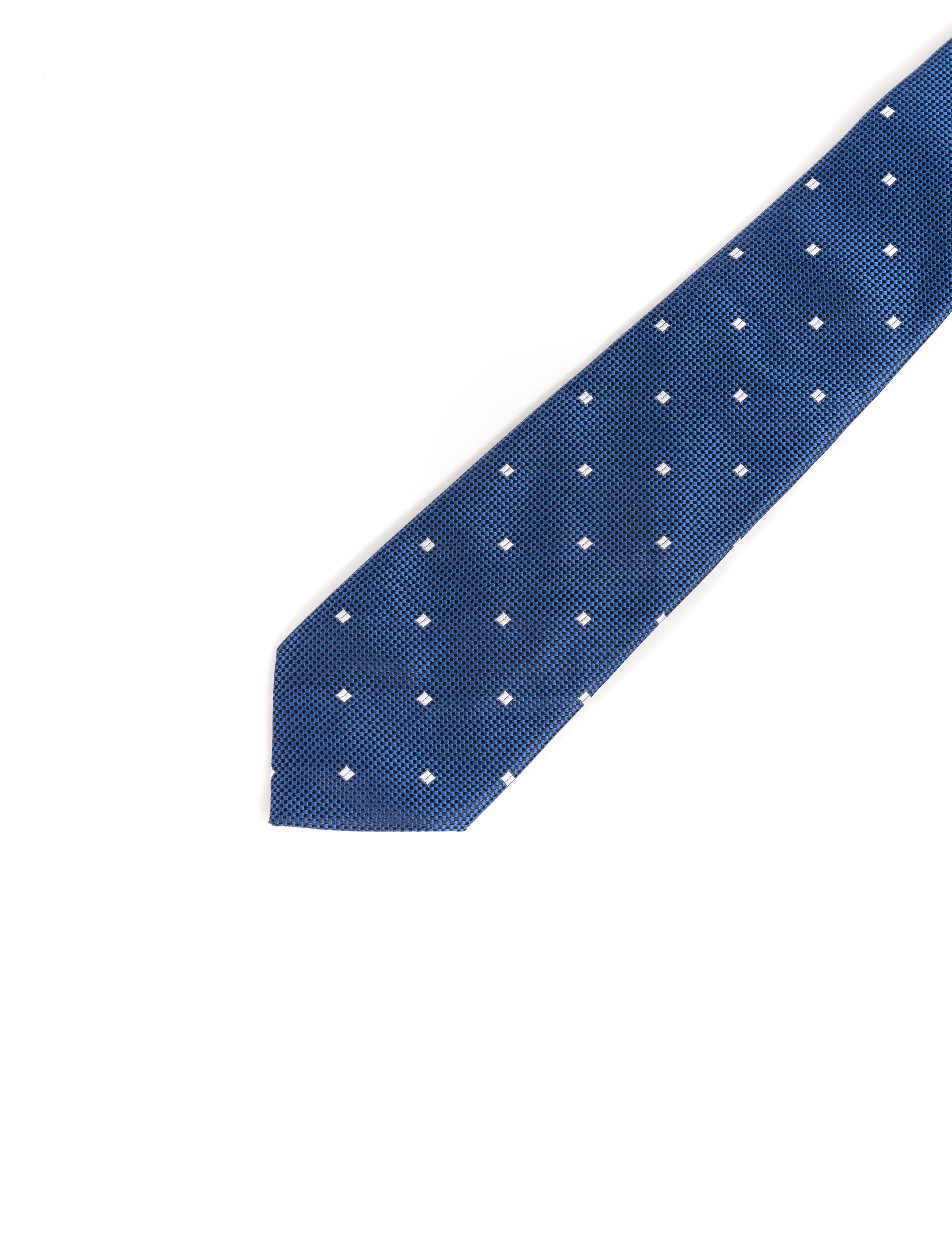 CORBATA AZUL BORDADA TOPOS