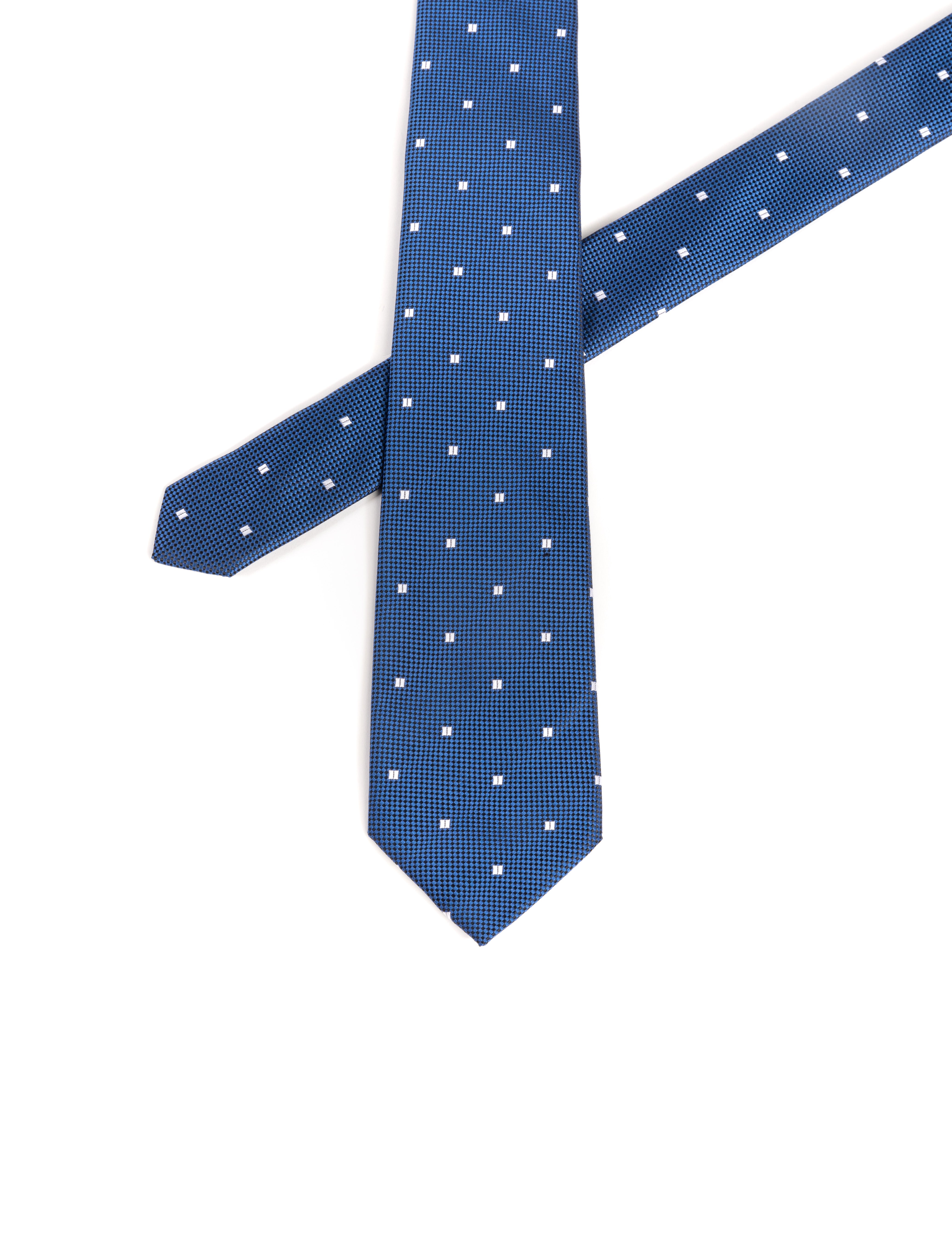 CORBATA AZUL BORDADA TOPOS