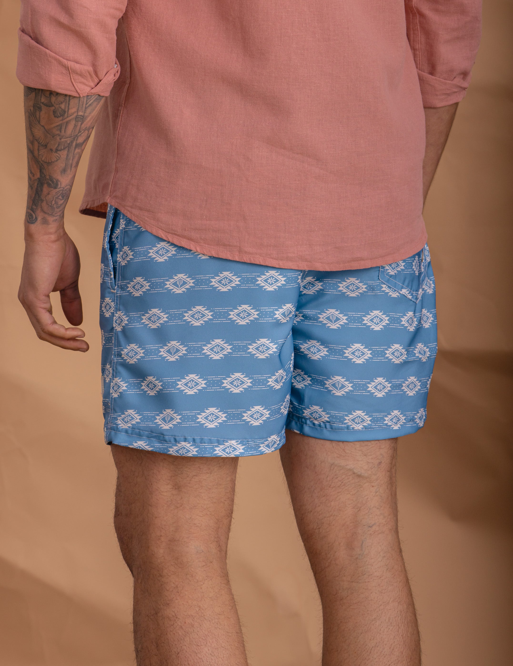 BAÑADOR CELESTE ESTAMPADO