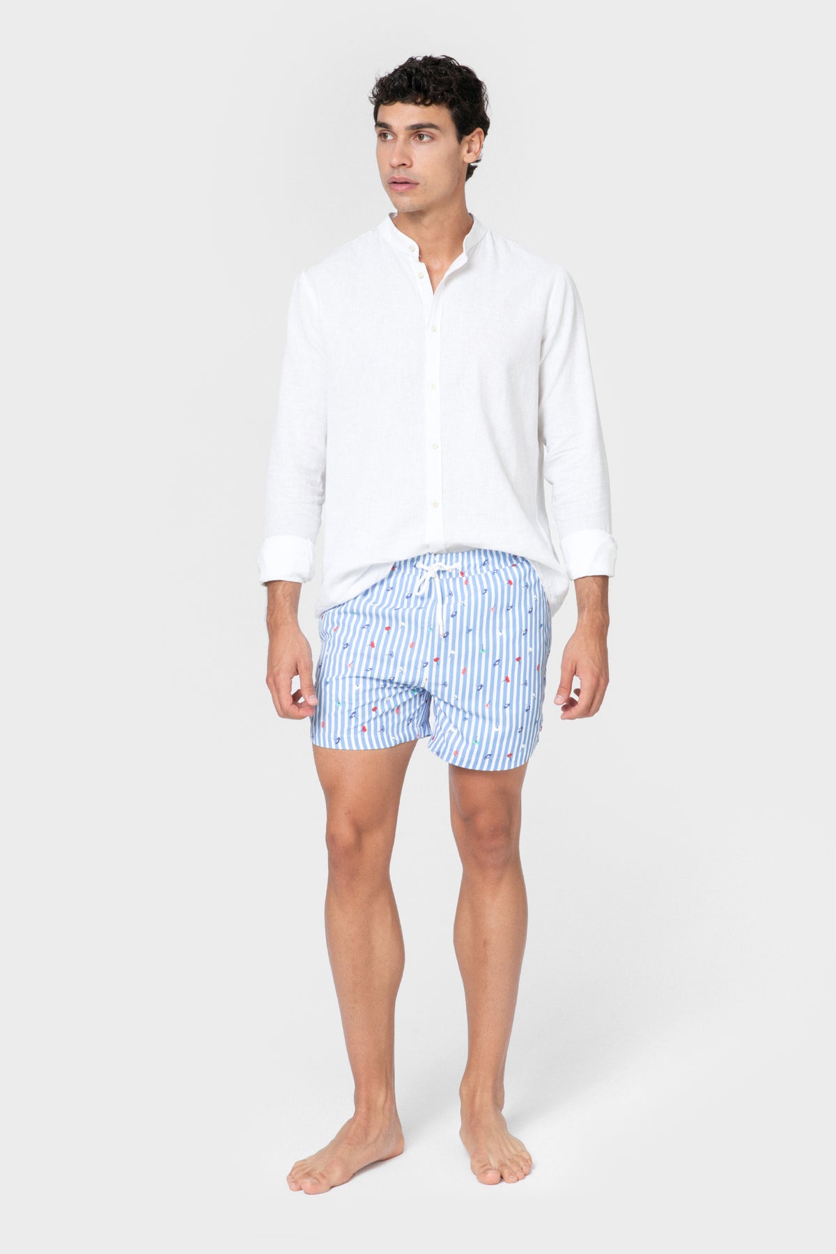 FATO DE BANHO ÀS RISCAS ESTAMPADO FLORAL