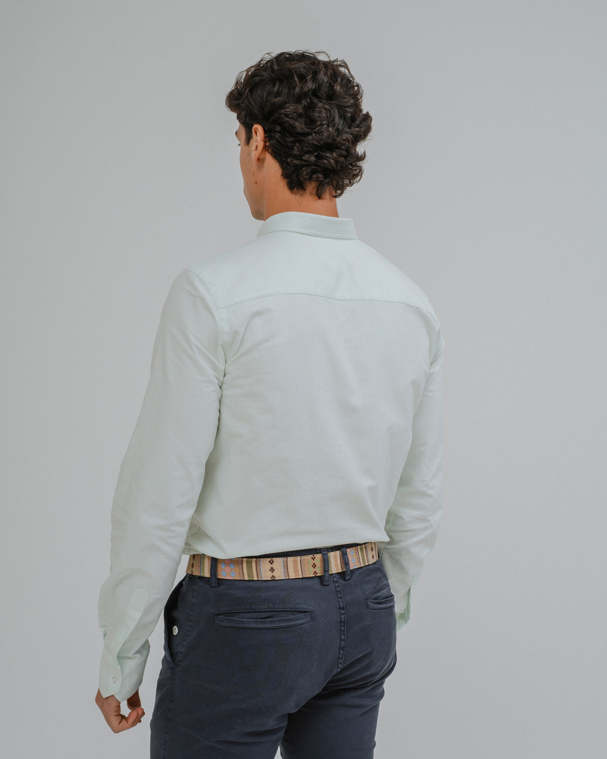 CAMISA OXFORD RISCA DE GIZ VERDE