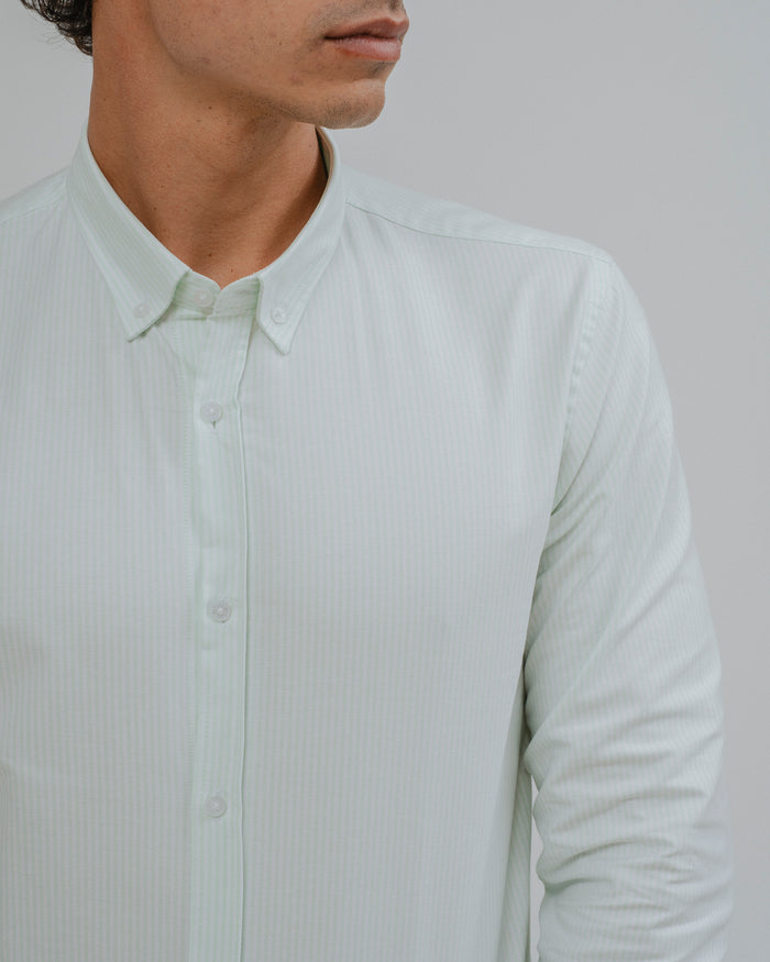 CAMISA OXFORD RISCA DE GIZ VERDE