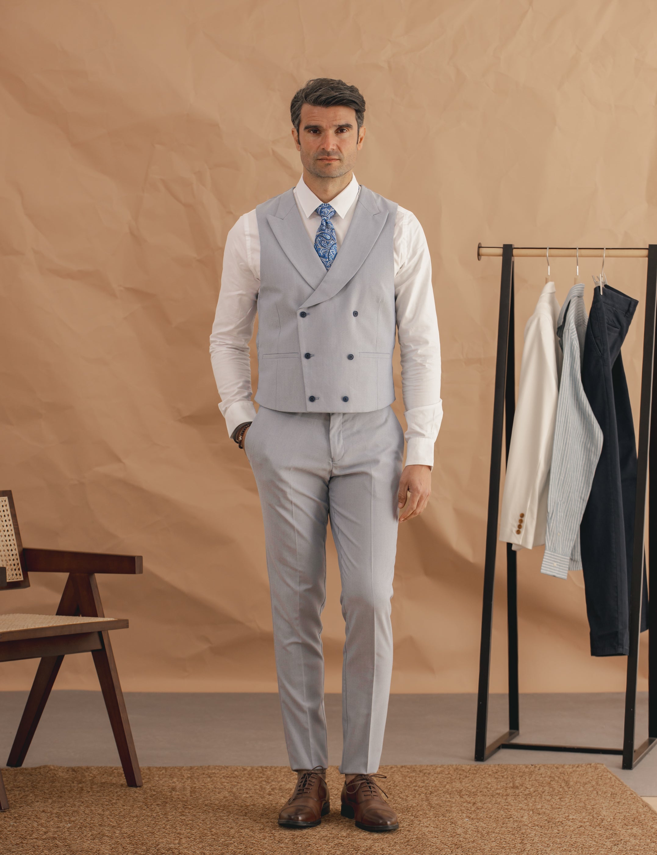 CHALECO TRAJE CELESTE