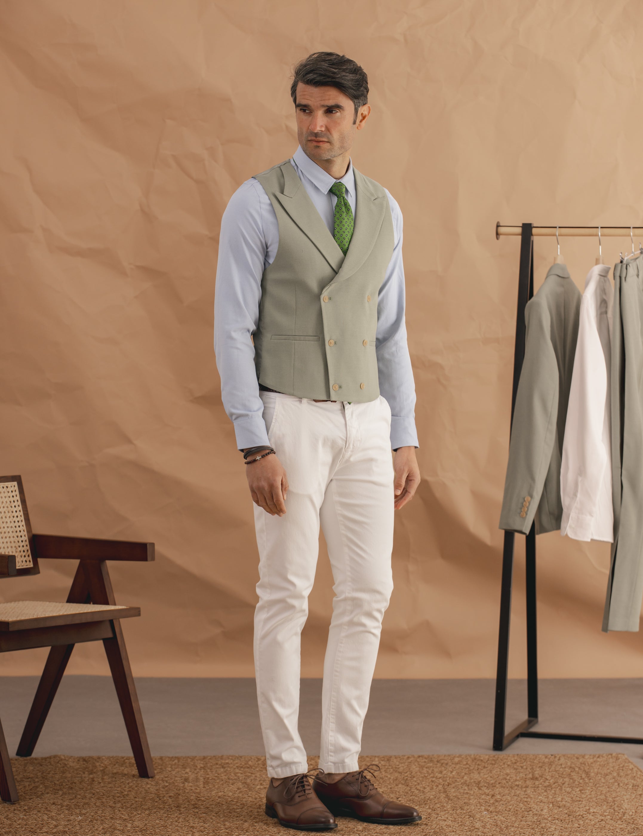 CHALECO TRAJE VERDE