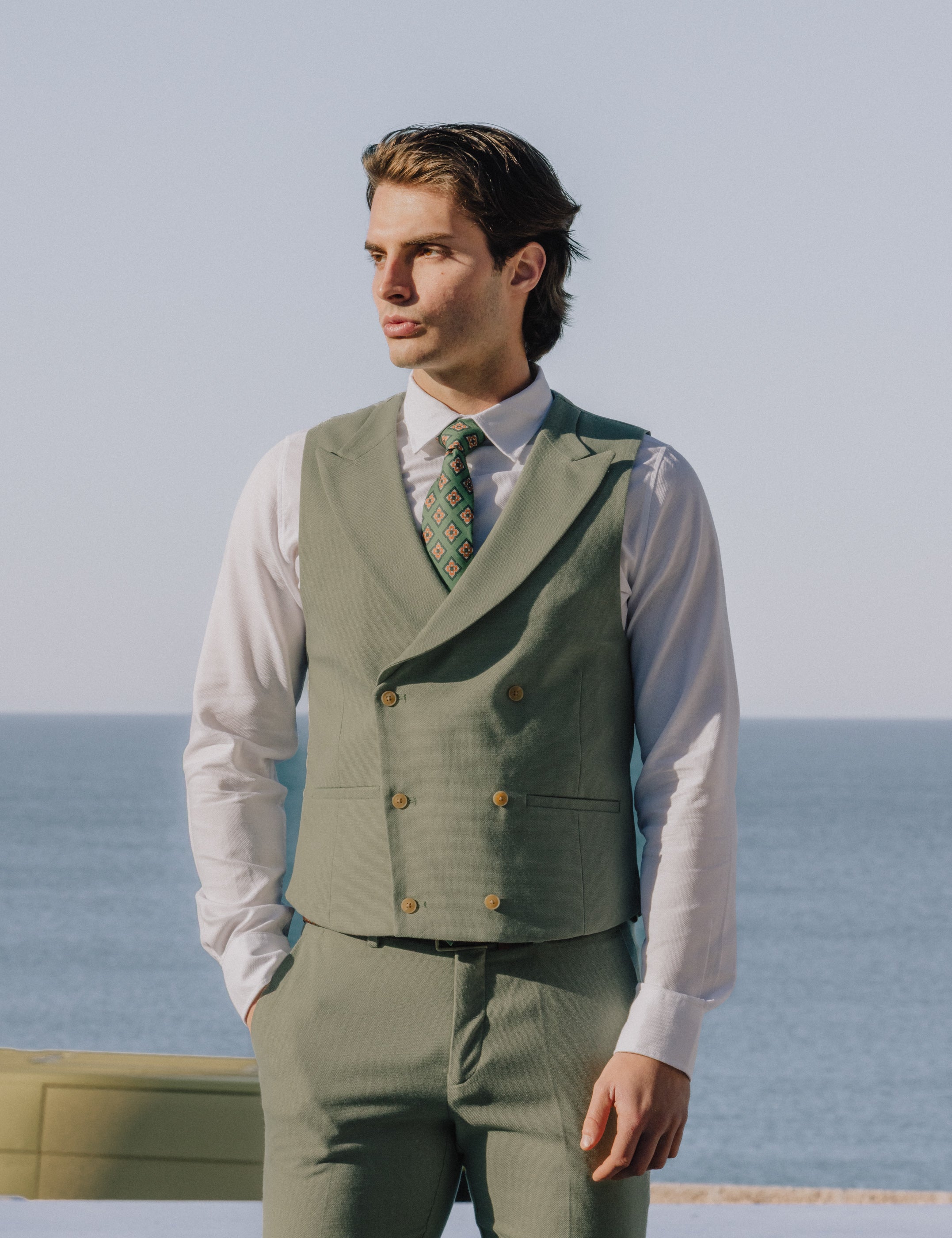 CHALECO TRAJE VERDE