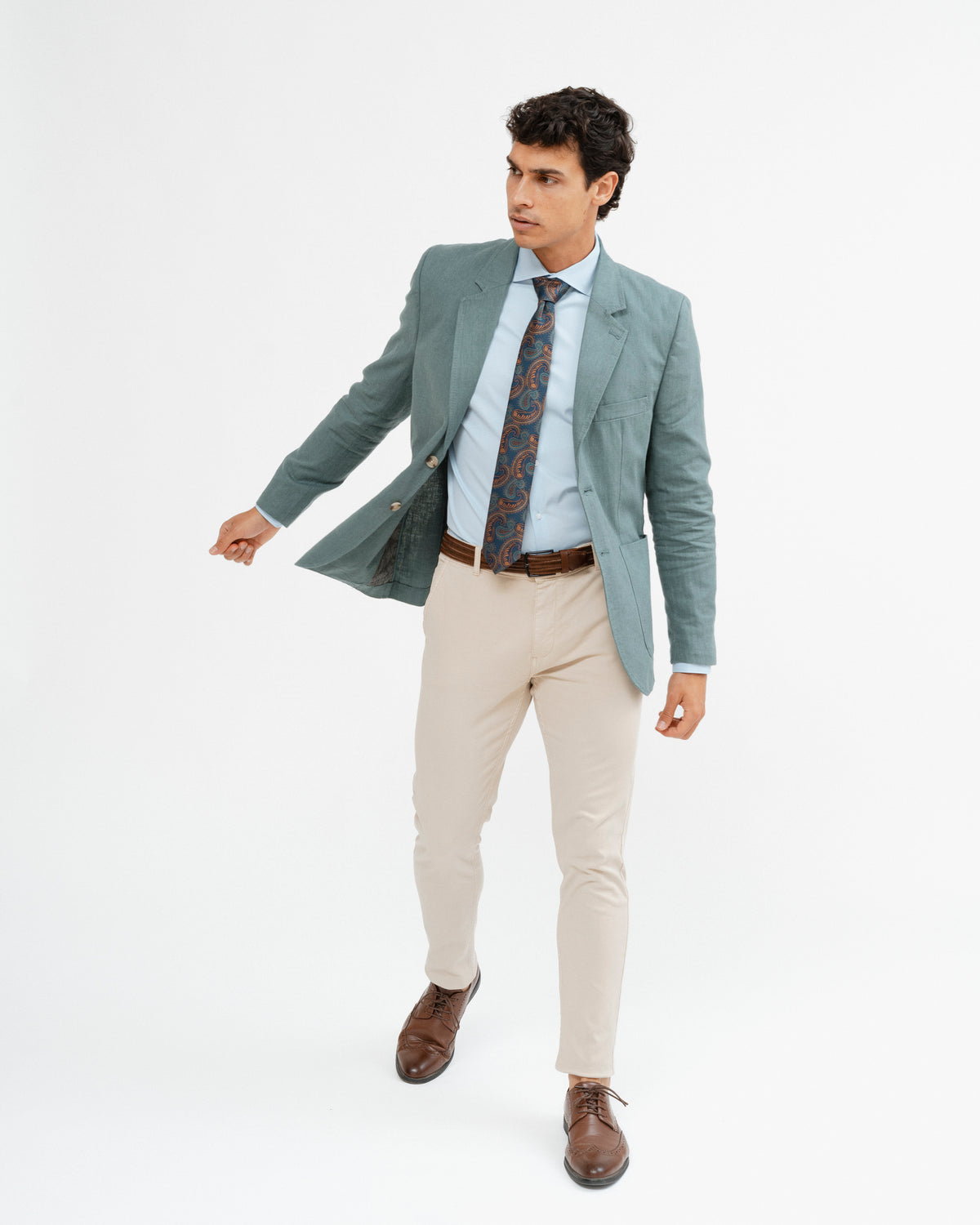 BLAZER CASUAL ESPIGAS VERDE LINHO
