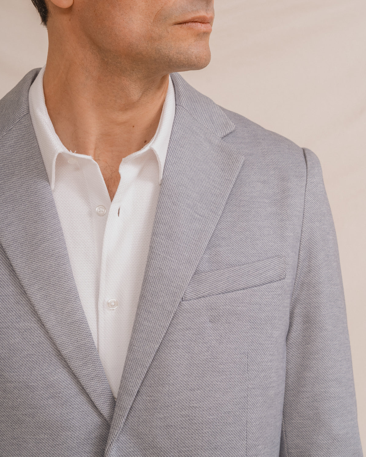BLAZER CASUAL DE ESTRUTURA AZUL-CELESTE