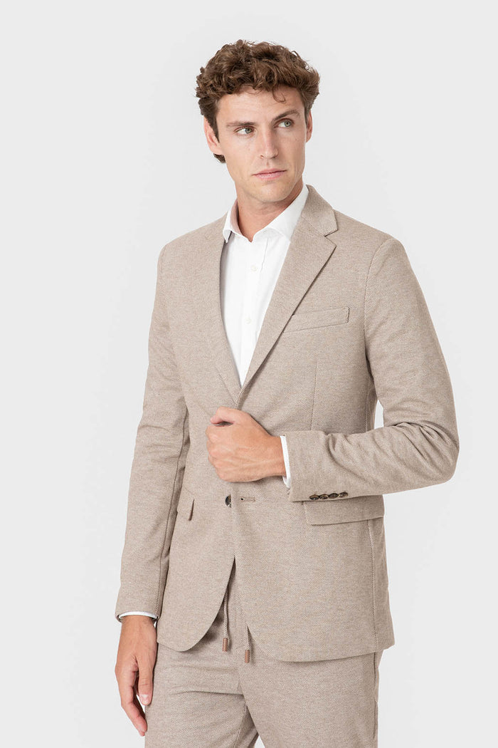 CHAQUETA TRAJE PUNTO MARRÓN