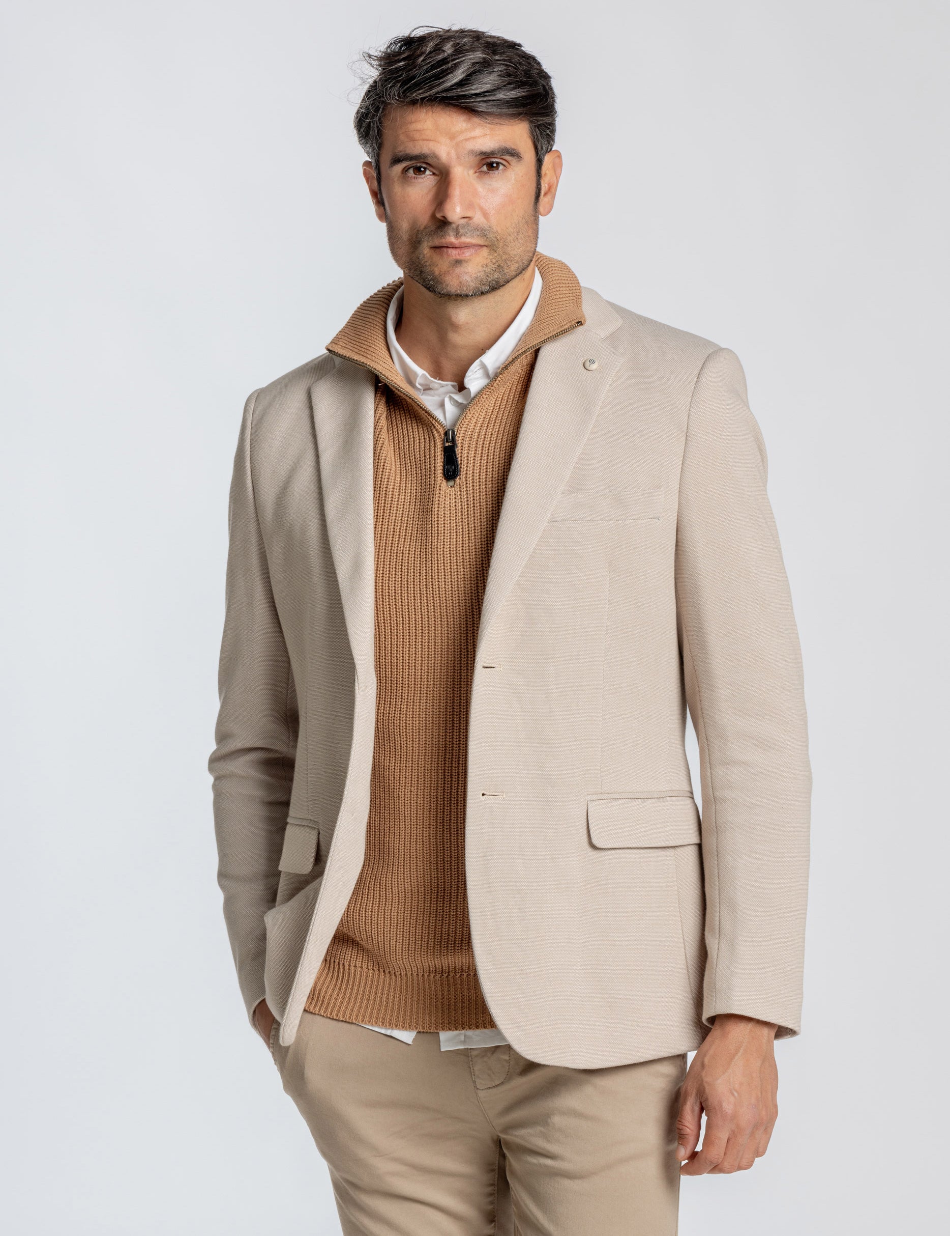 BLAZER CASUAL PUNTO BEIGE