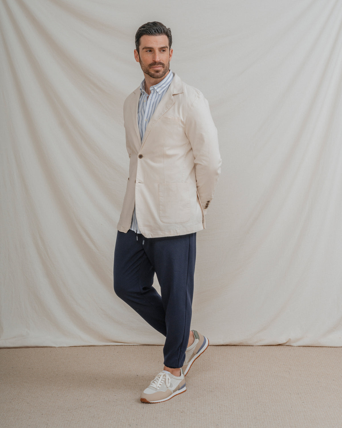 BLAZER CASUAL DE ALGODÃO BEGE