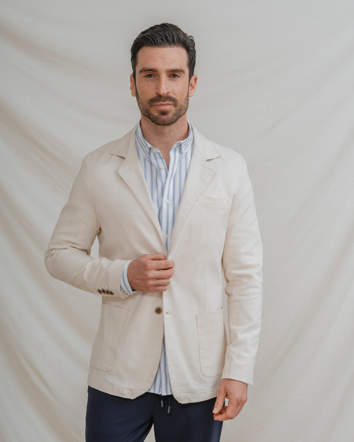 BLAZER CASUAL DE ALGODÃO BEGE