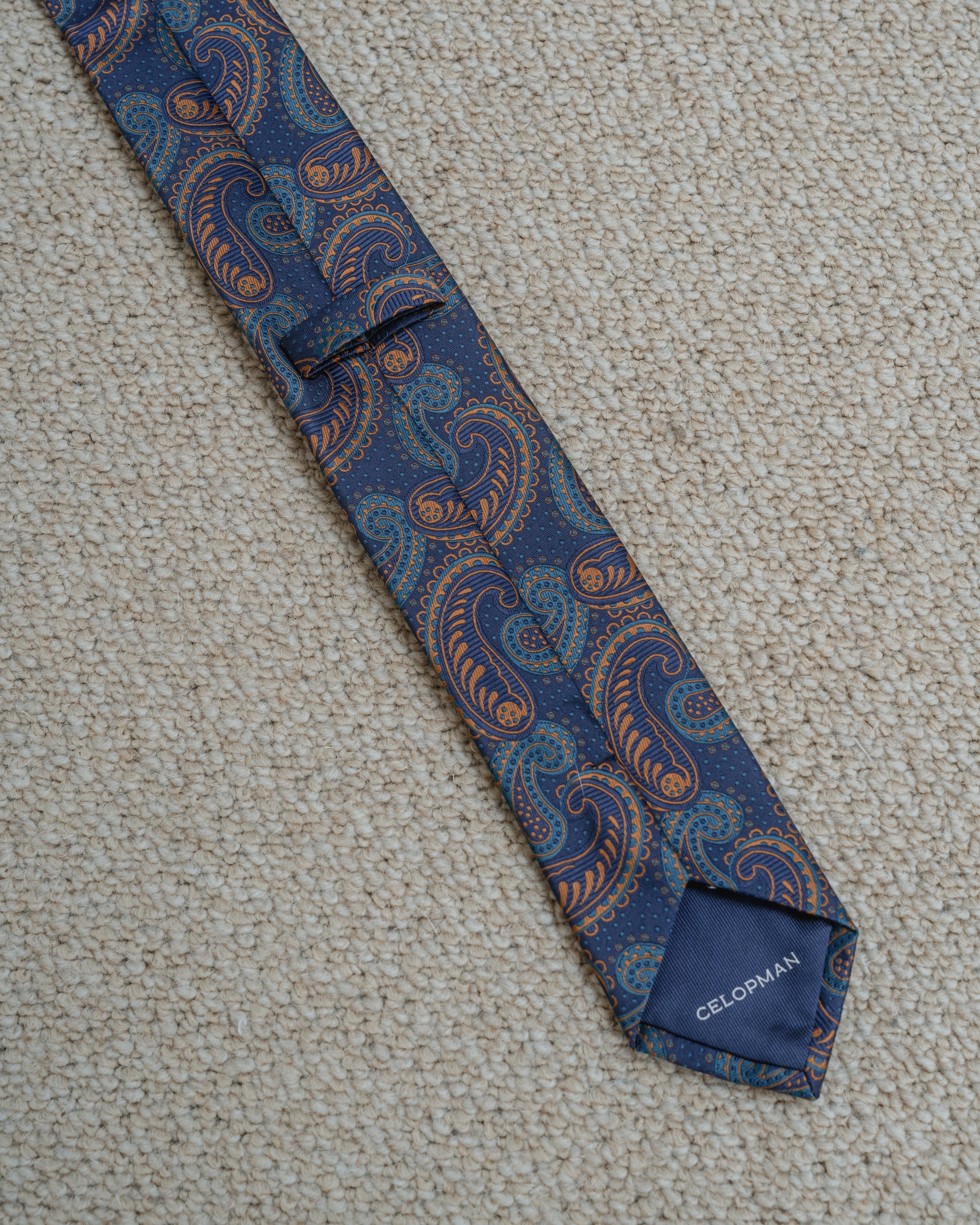 CORBATA AZUL DISEÑO CACHEMIR