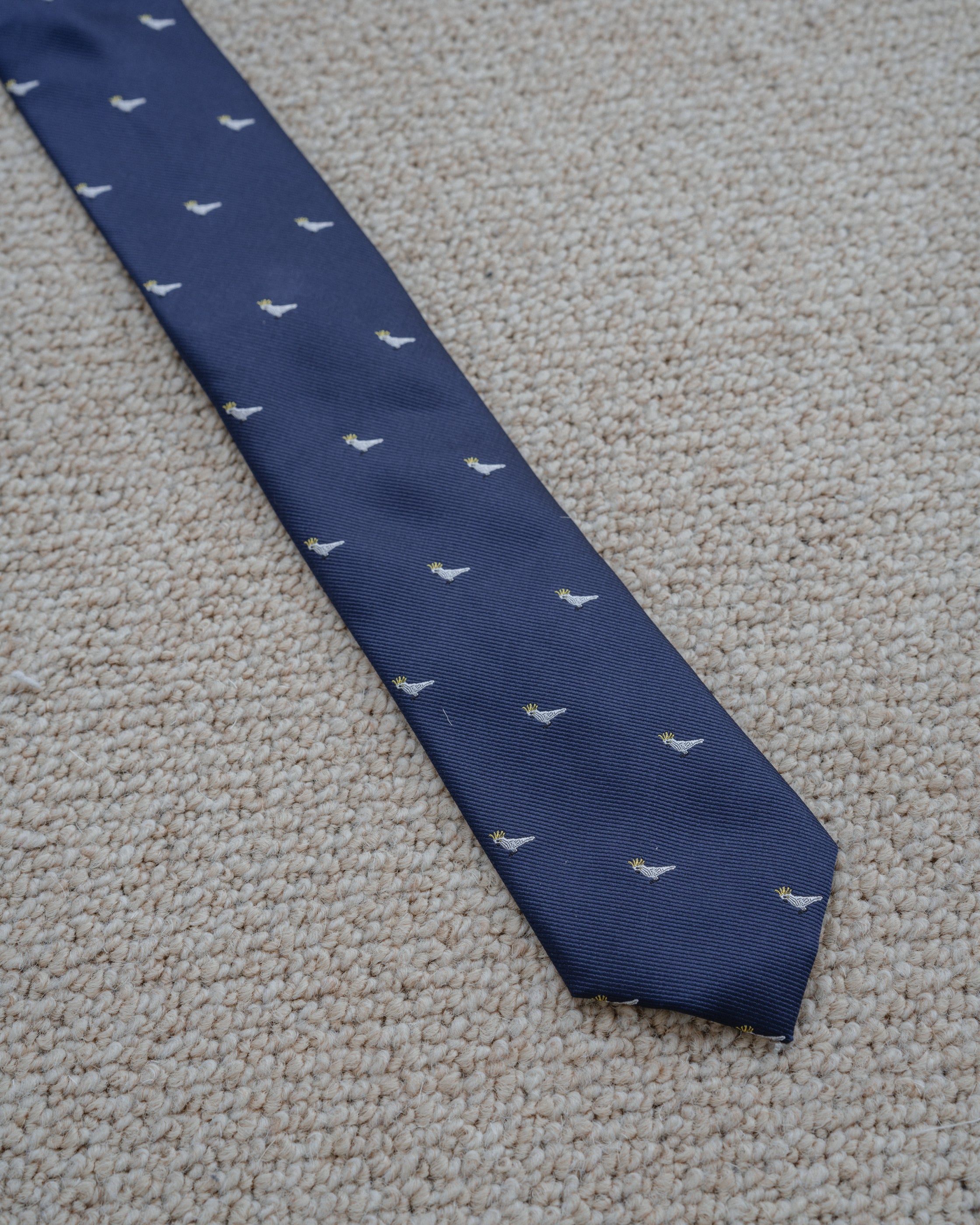 CORBATA AZUL DISEÑO PÁJARO