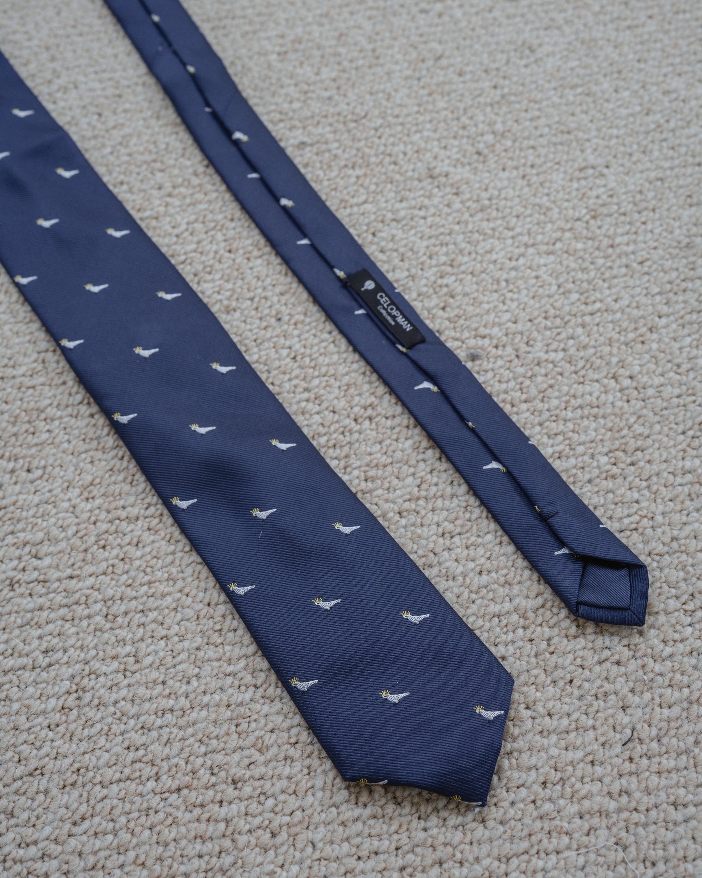 CORBATA AZUL DISEÑO PÁJARO