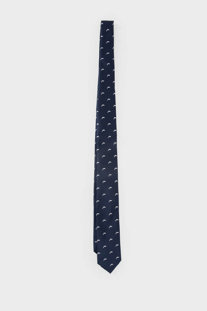 CORBATA AZUL DISEÑO DELFÍN