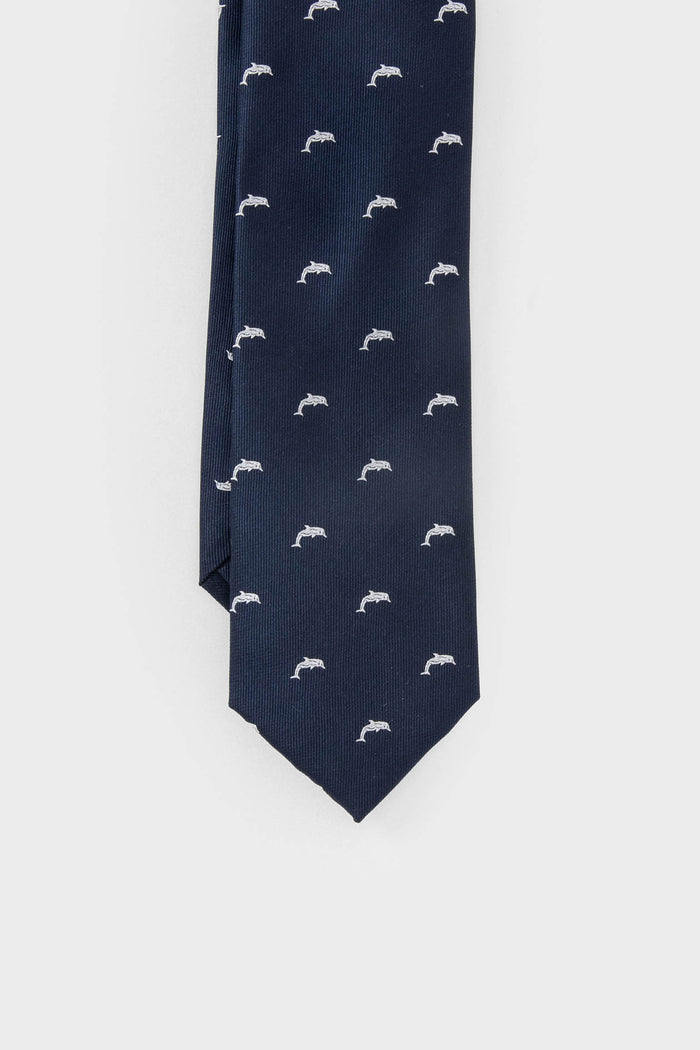 CORBATA AZUL DISEÑO DELFÍN