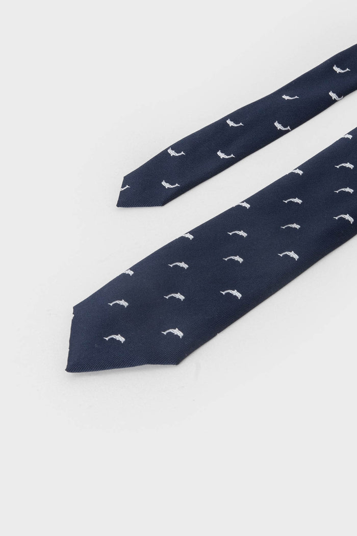 CORBATA AZUL DISEÑO DELFÍN
