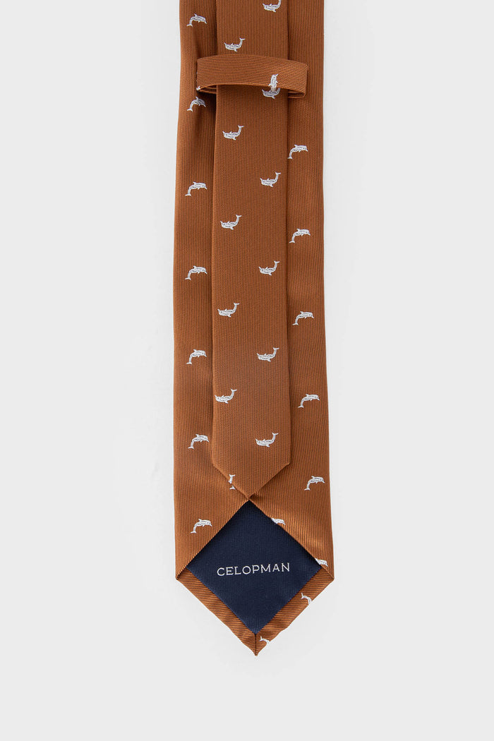 CORBATA CALABAZA DISEÑO DELFÍN