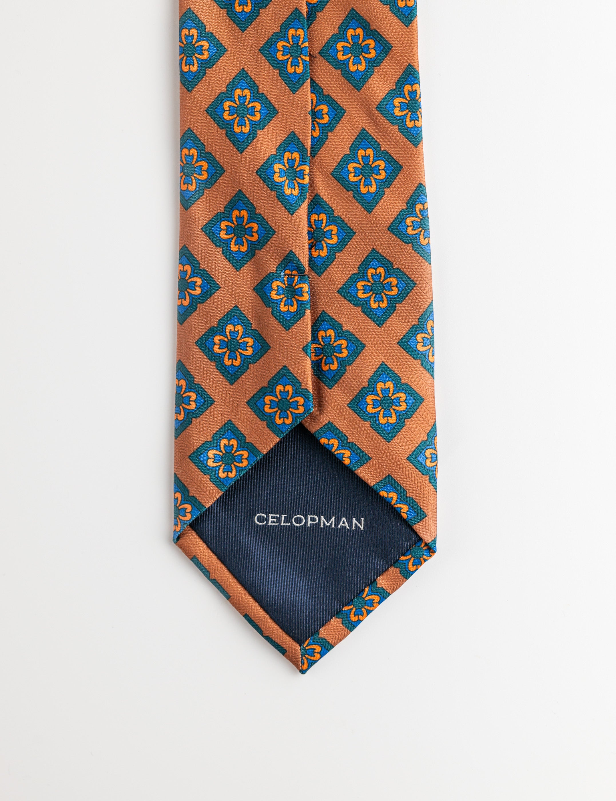 CORBATA NARANJA FLOR BORDADA
