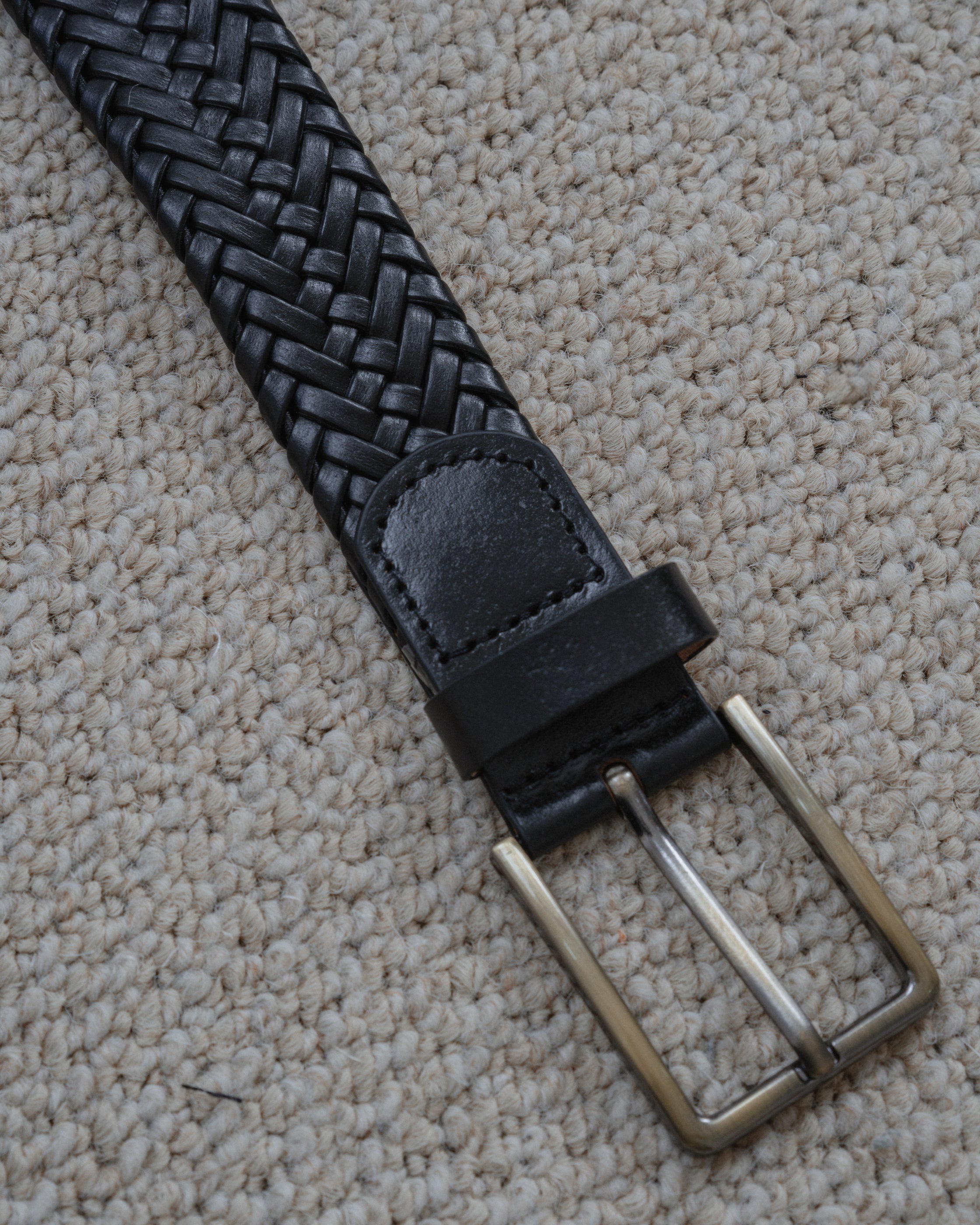 CINTURON CUERO TRENZADO NEGRO