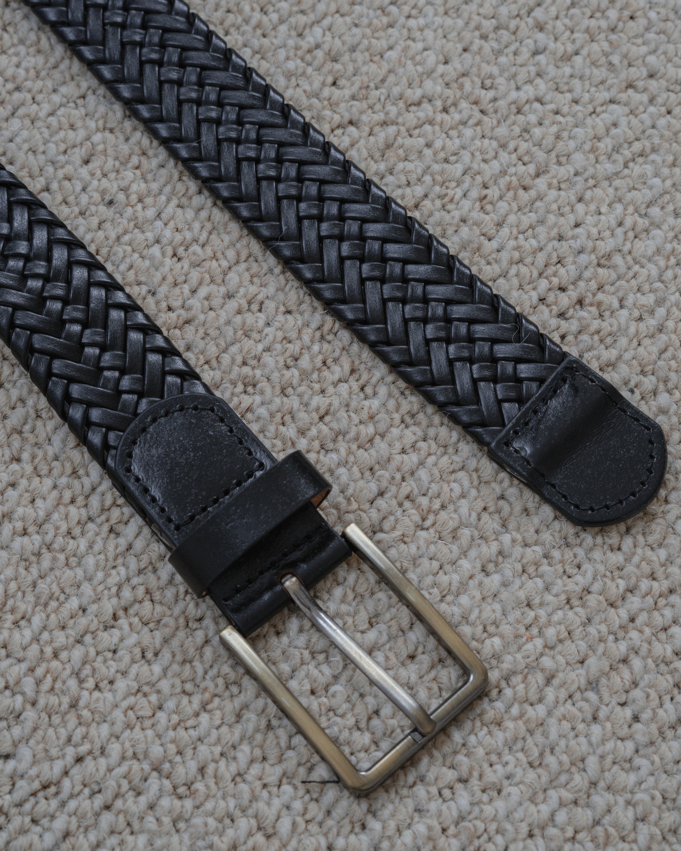 CINTURON CUERO TRENZADO NEGRO