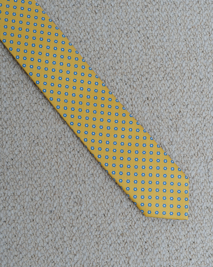 CORBATA AMARILLA DISEÑO FLOR