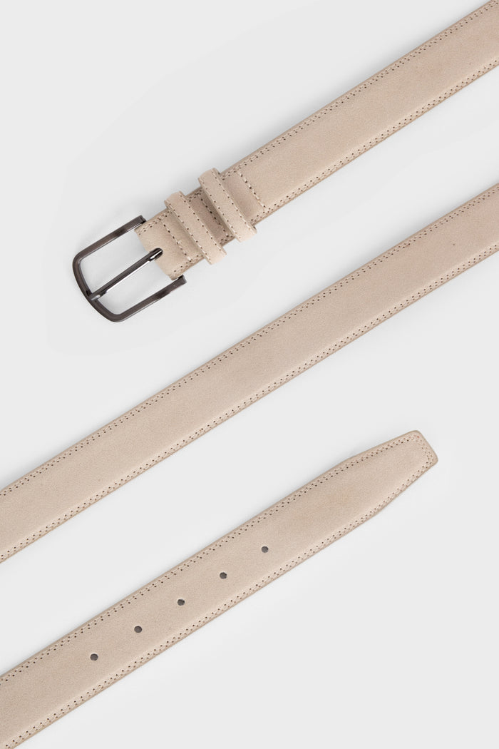 CINTURON TEXTURA SUEDE BEIGE
