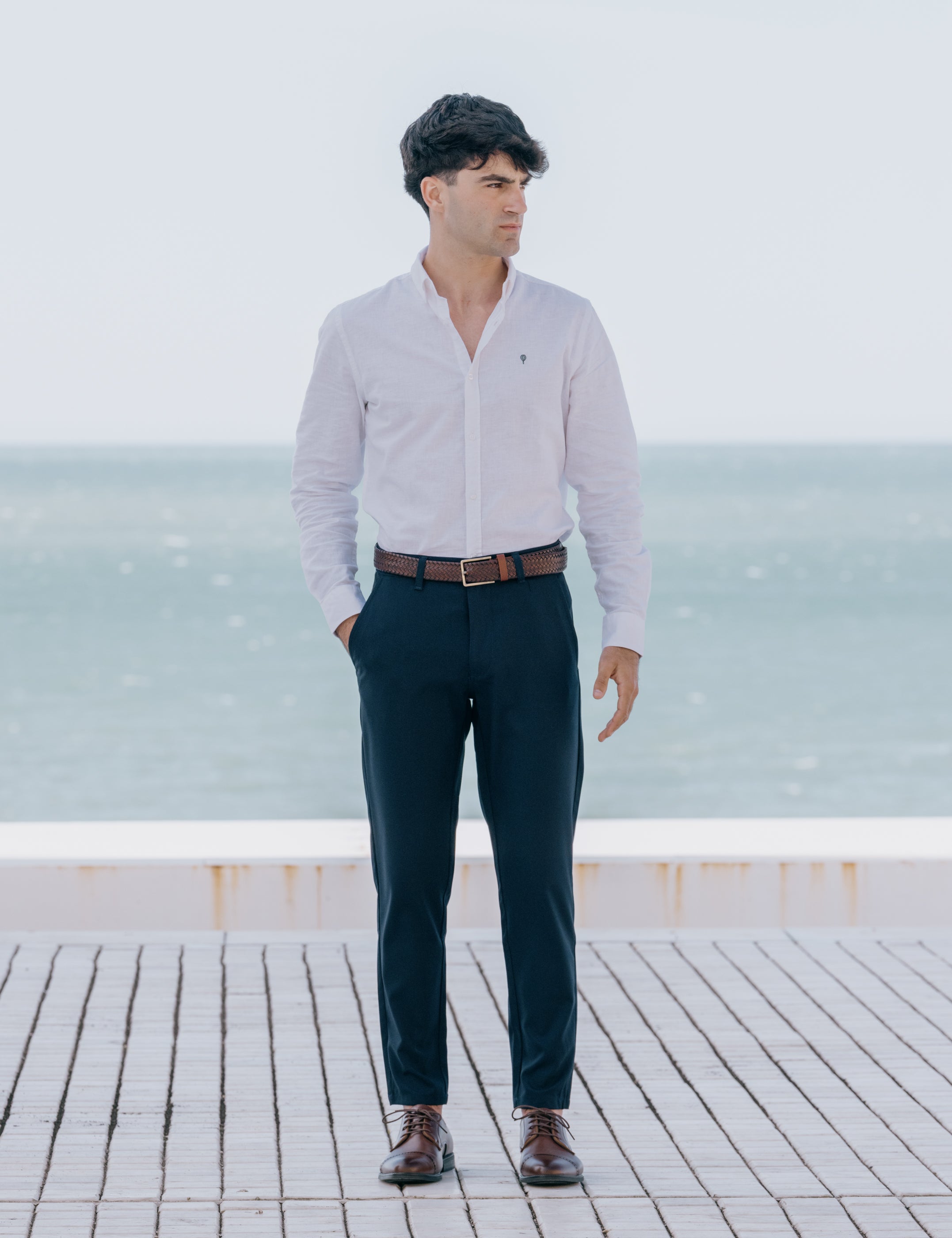 PANTALÓN CASUAL PATA DE GALLO AZUL