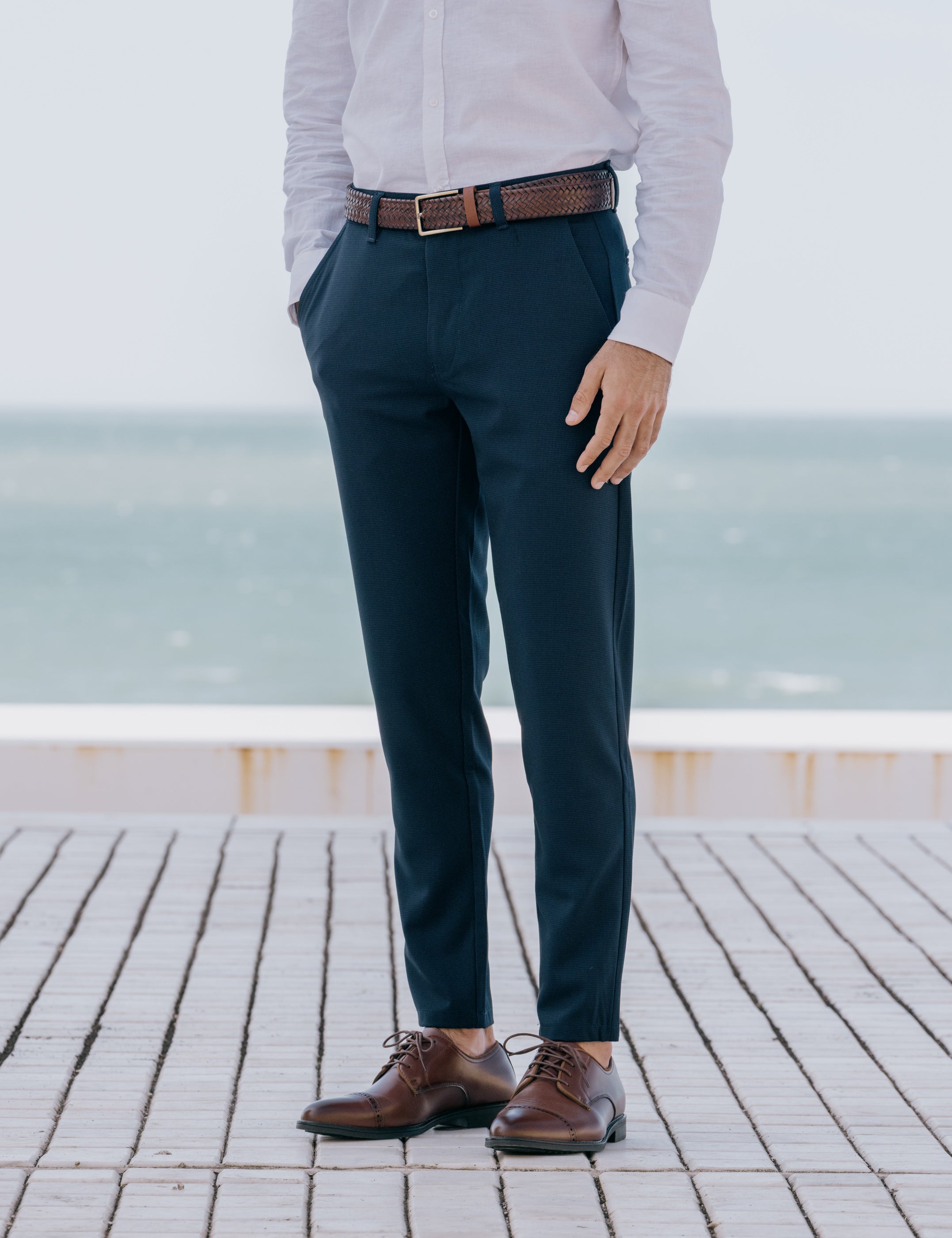 PANTALÓN CASUAL PATA DE GALLO AZUL