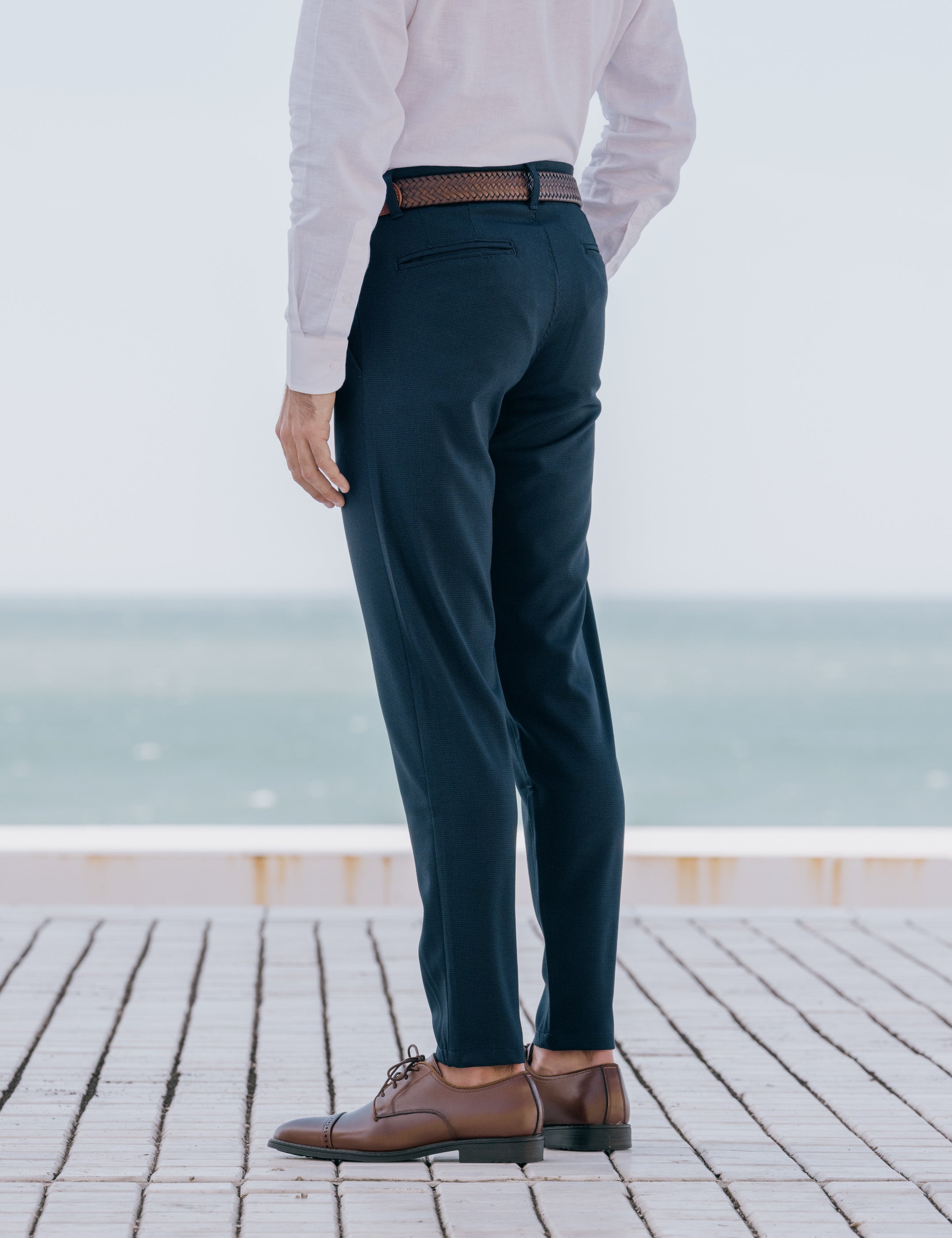 PANTALÓN CASUAL PATA DE GALLO AZUL