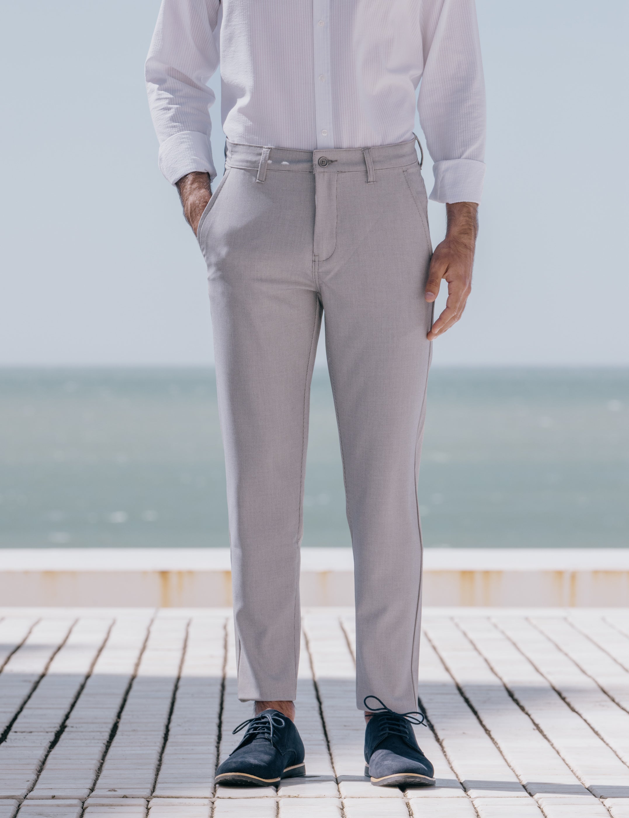 PANTALÓN CASUAL PATA DE GALLO GRÍS