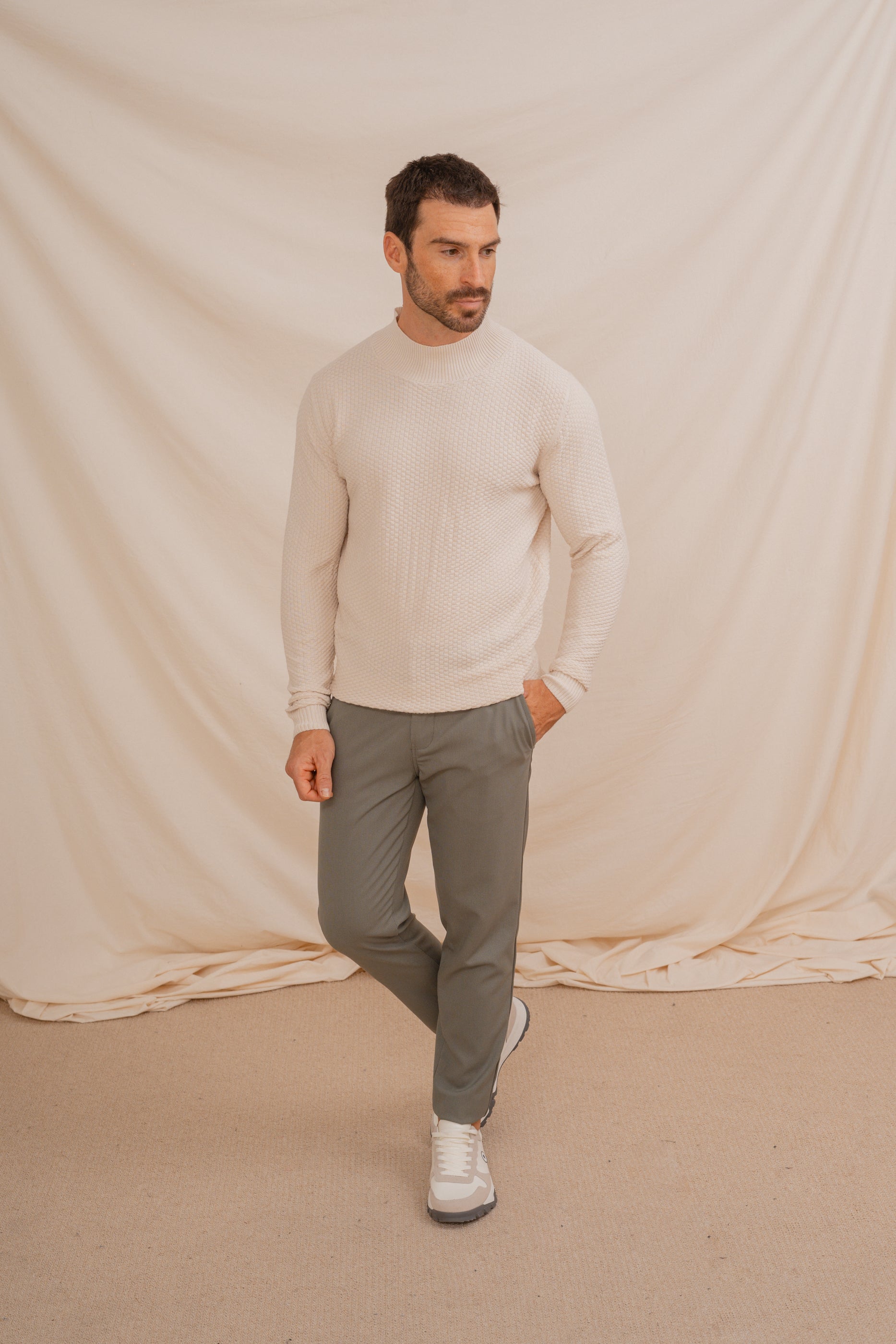 PANTALÓN CASUAL PATA DE GALLO VERDE