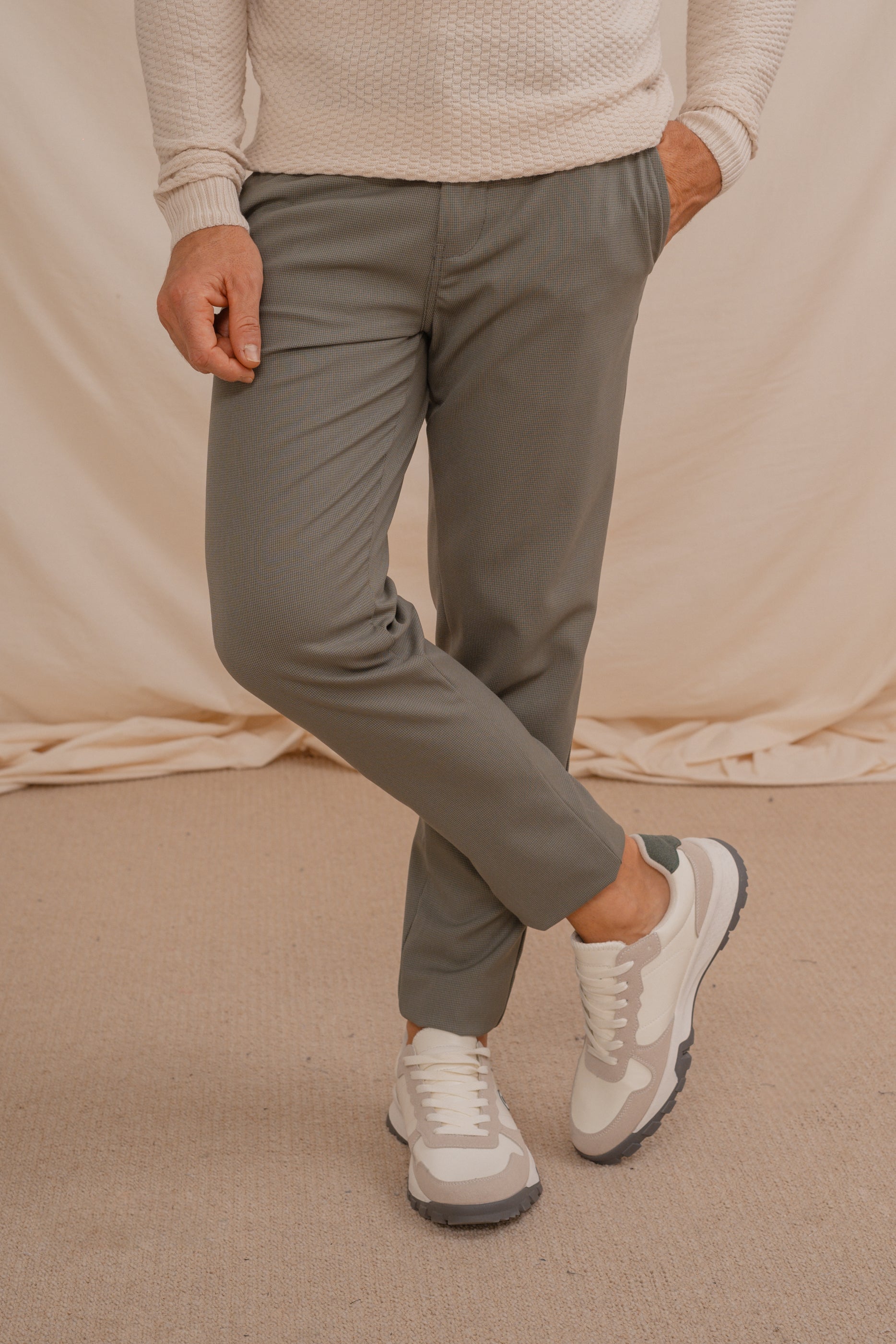 PANTALÓN CASUAL PATA DE GALLO VERDE