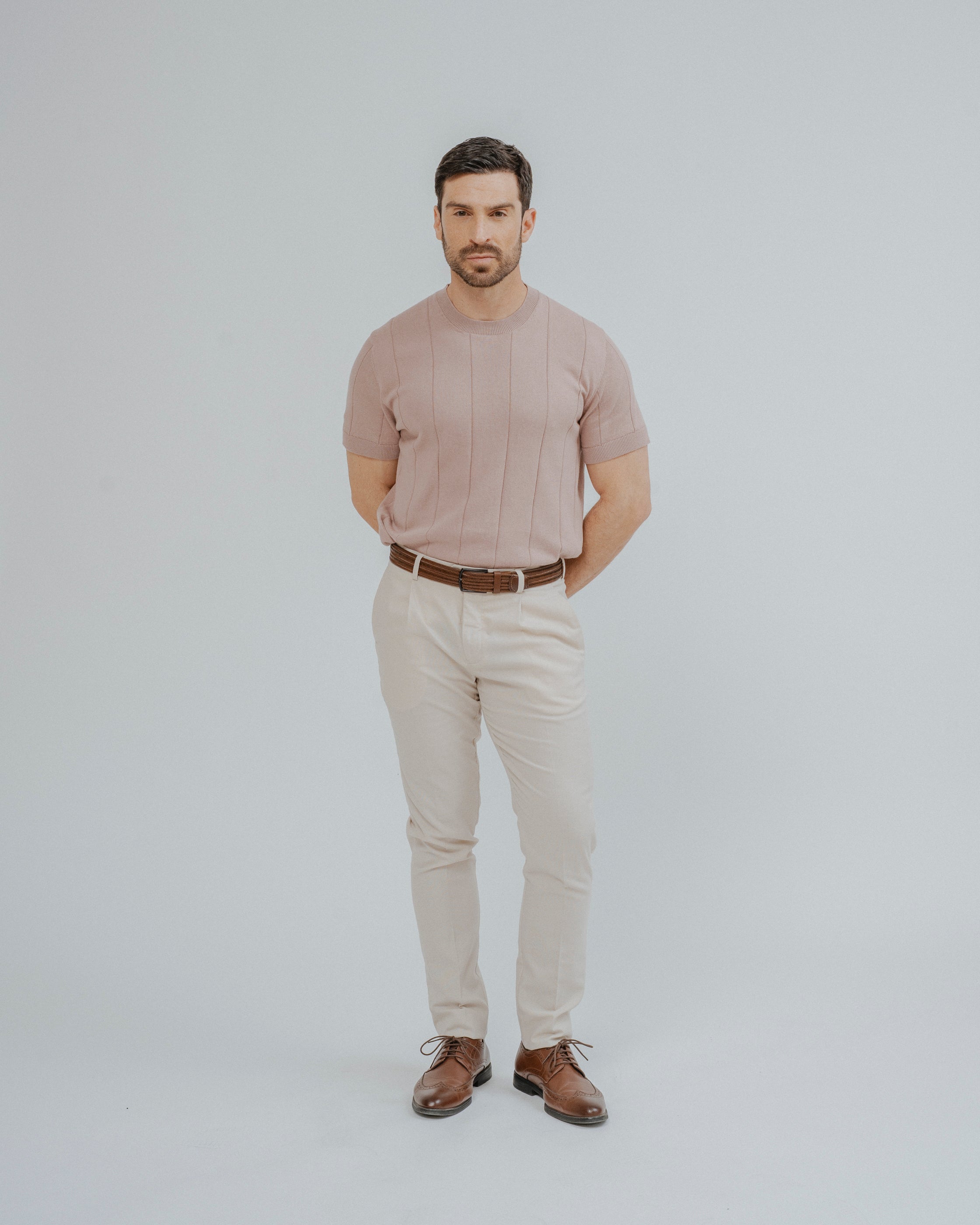 PANTALÓN TRAJE CASUAL PINZAS BEIGE