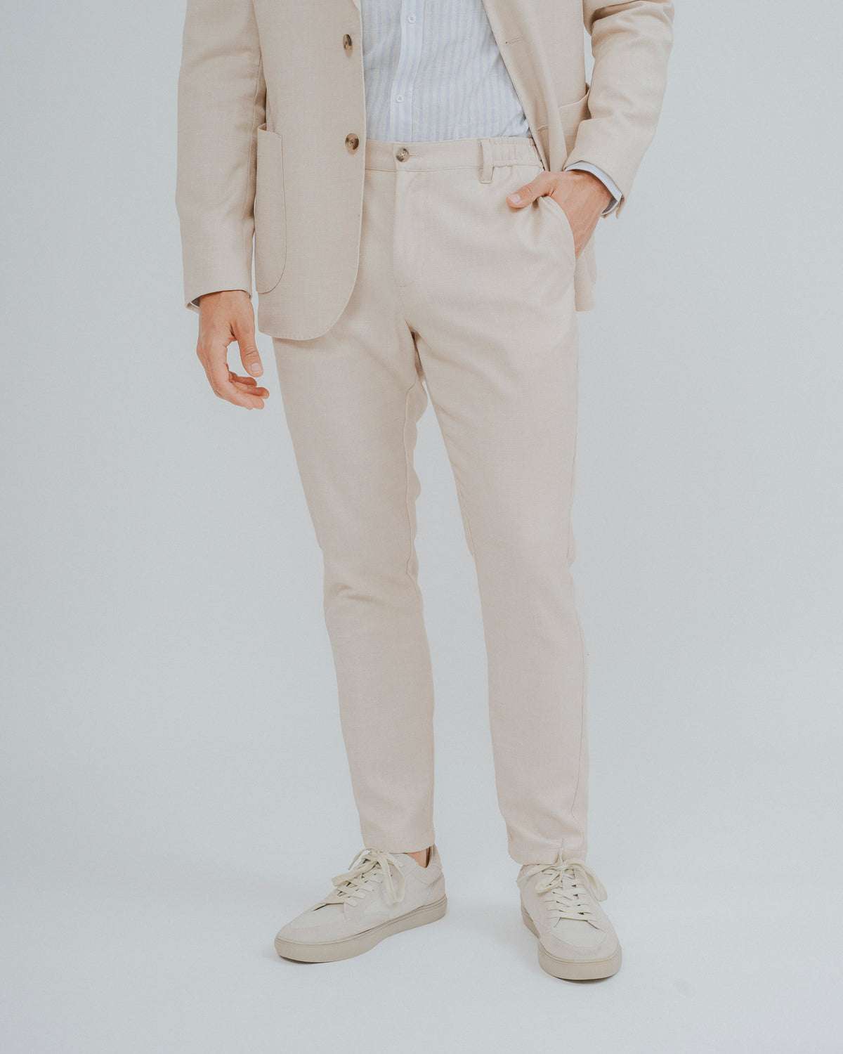 CALÇA CASUAL CINTURA ELÁSTICA BEGE